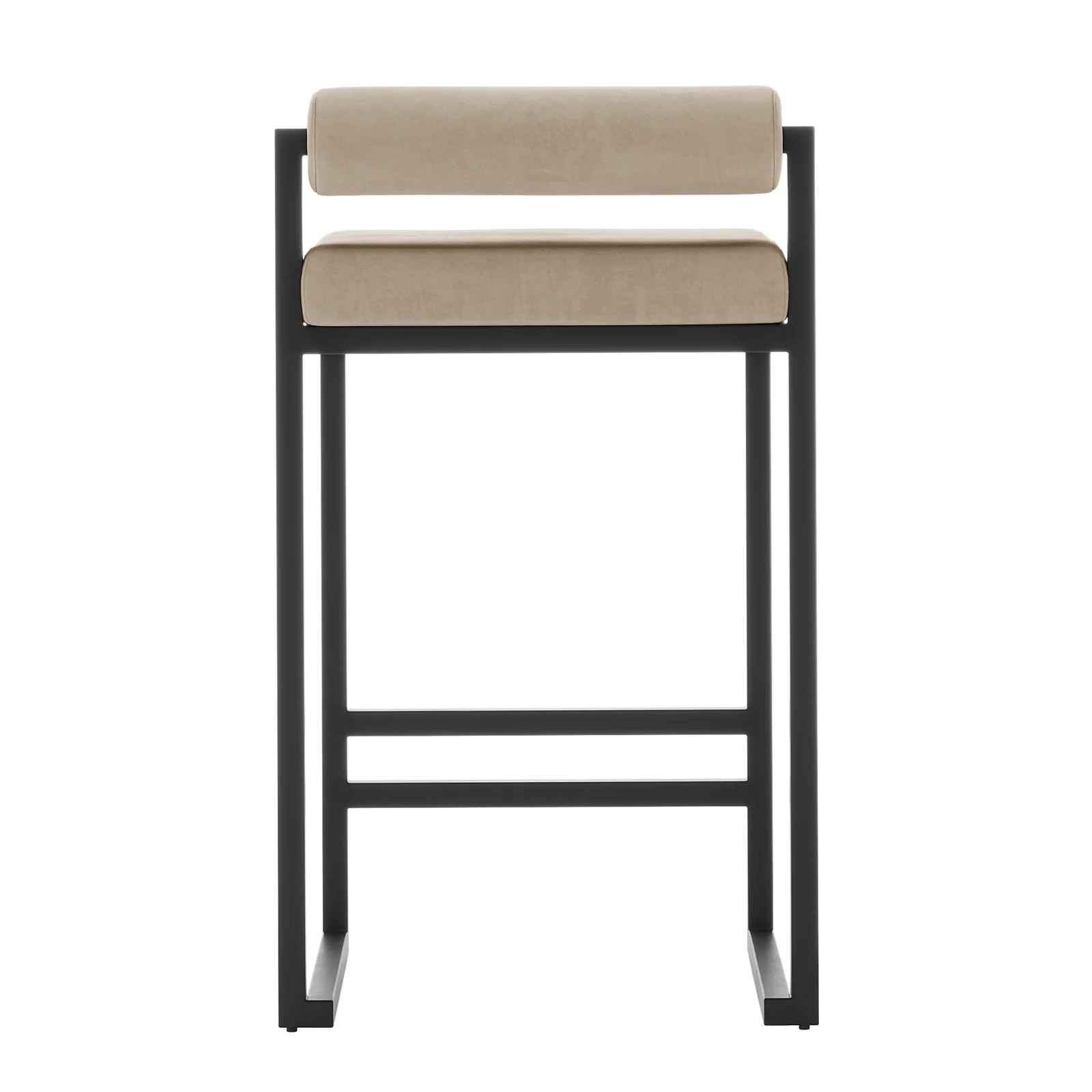 Aivy Velvet Fabric Bar Stool Set of 2 in Warm Grey - Image 7