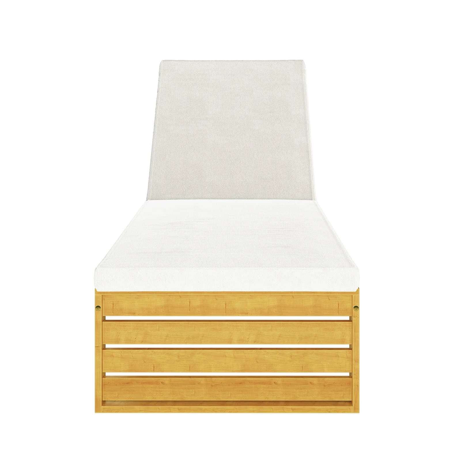 Alabat Acacia Wood Outdoor Sun Lounger with Cushion in Cream - Image 6