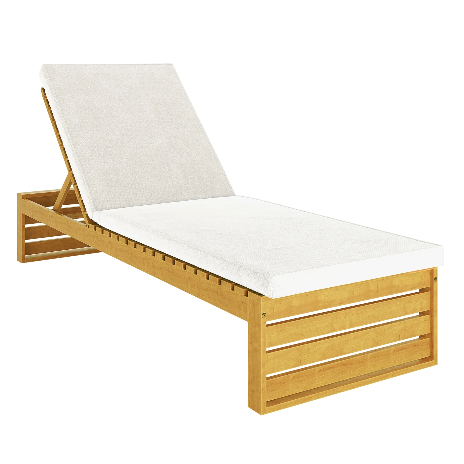 Alabat Acacia Wood Outdoor Sun Lounger with Cushion in Cream - Image 7