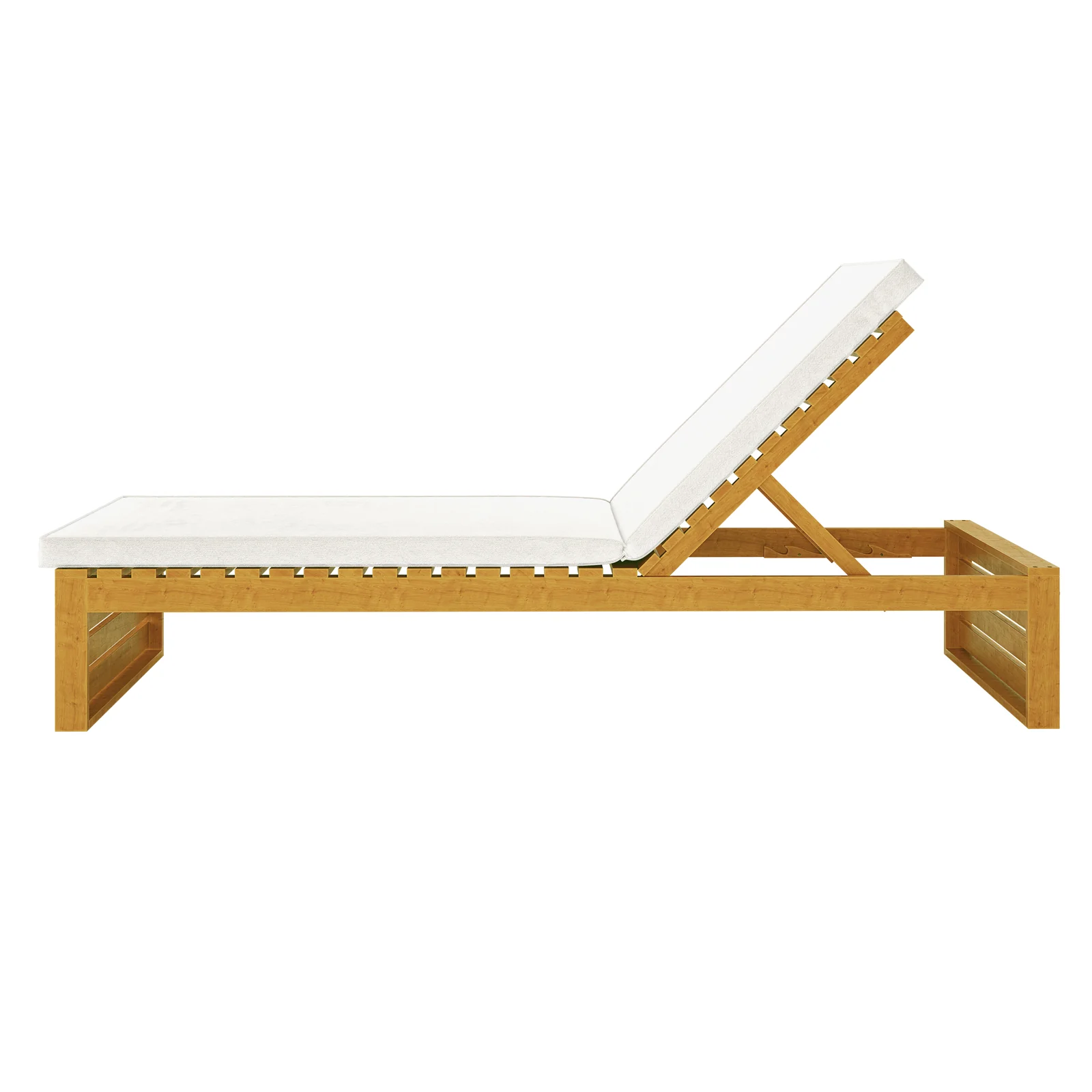 Alabat Acacia Wood Outdoor Sun Lounger with Cushion in Cream - Image 8