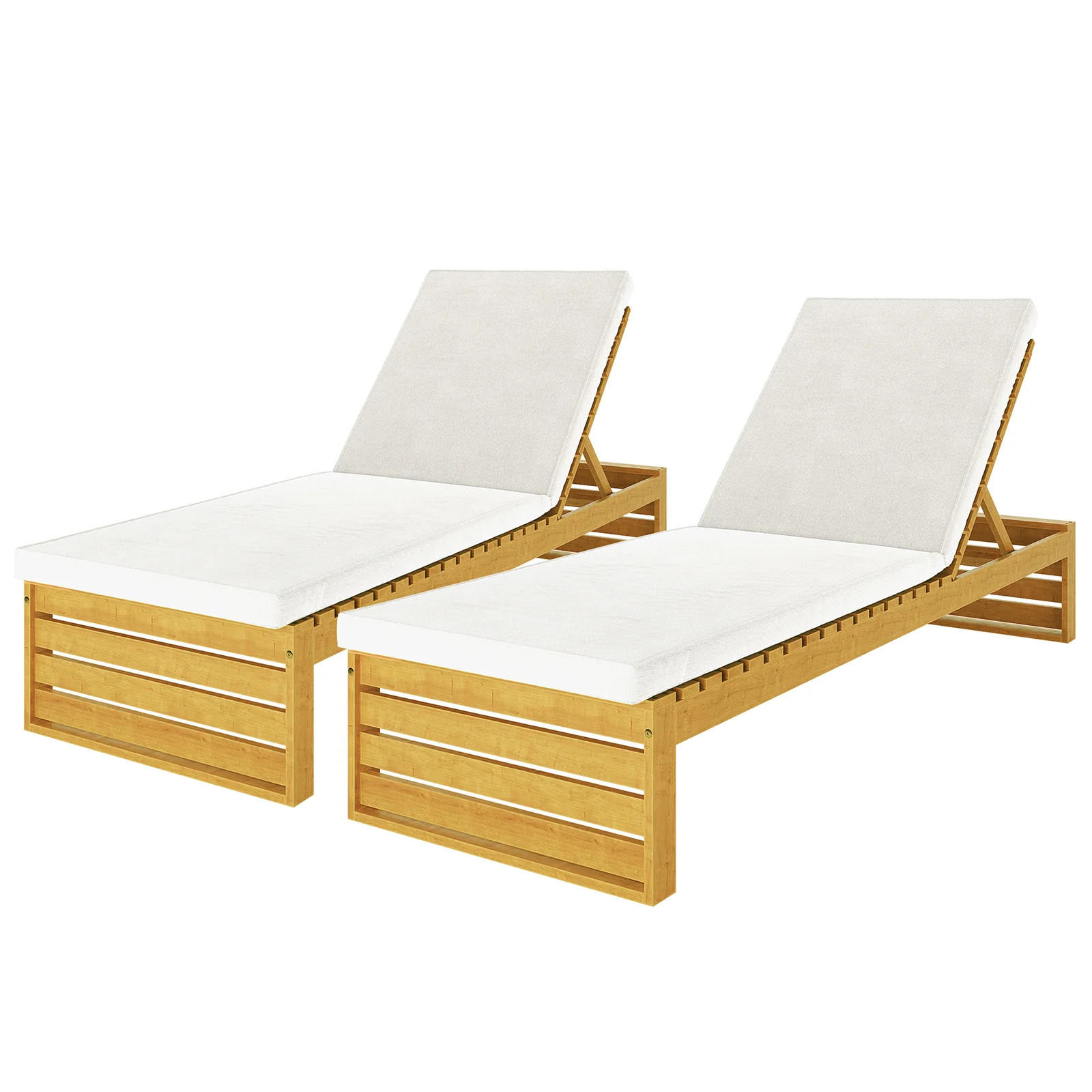 Alabat Hardwood Outdoor Sun Lounger Set of 2 in Cream