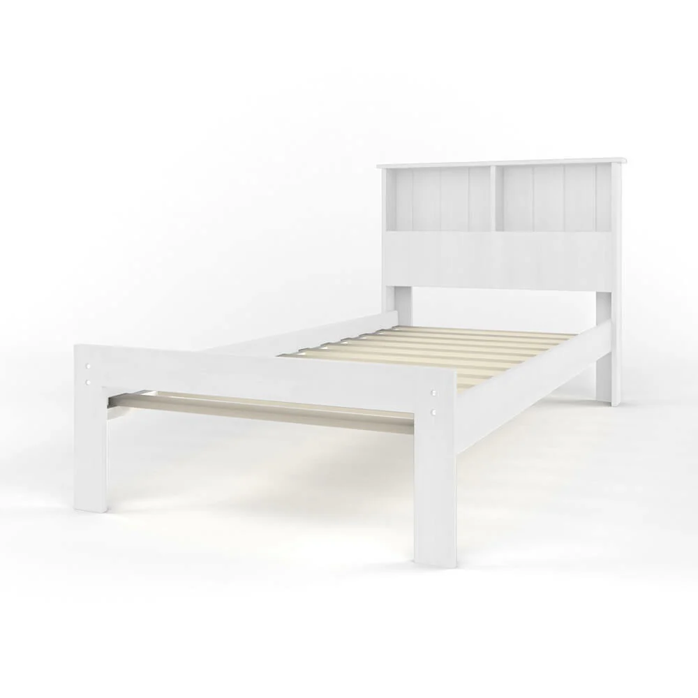 Alba Single Solid Pine Wood Bed Frame in White - Image 3