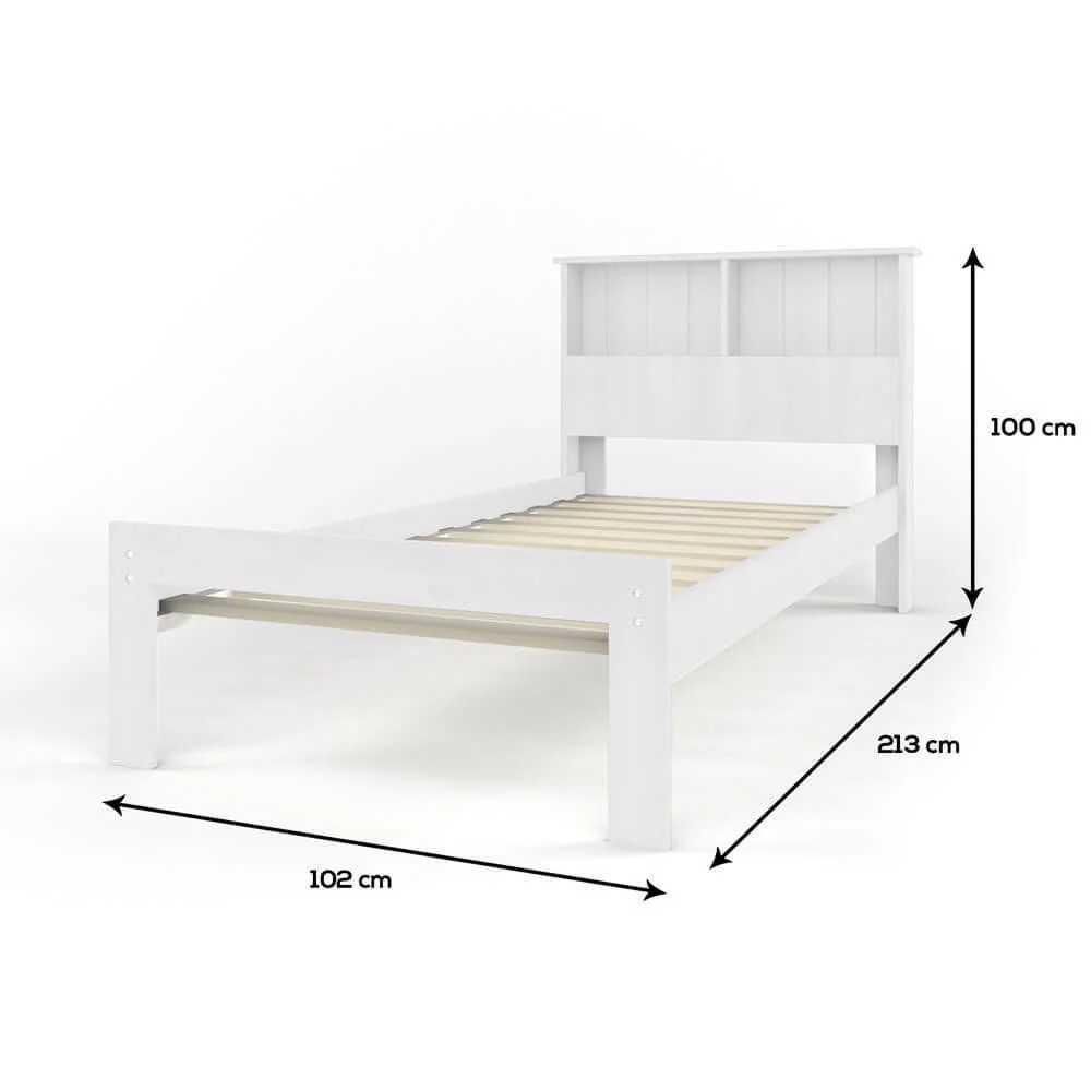 Alba Single Solid Pine Wood Bed Frame in White - Image 5