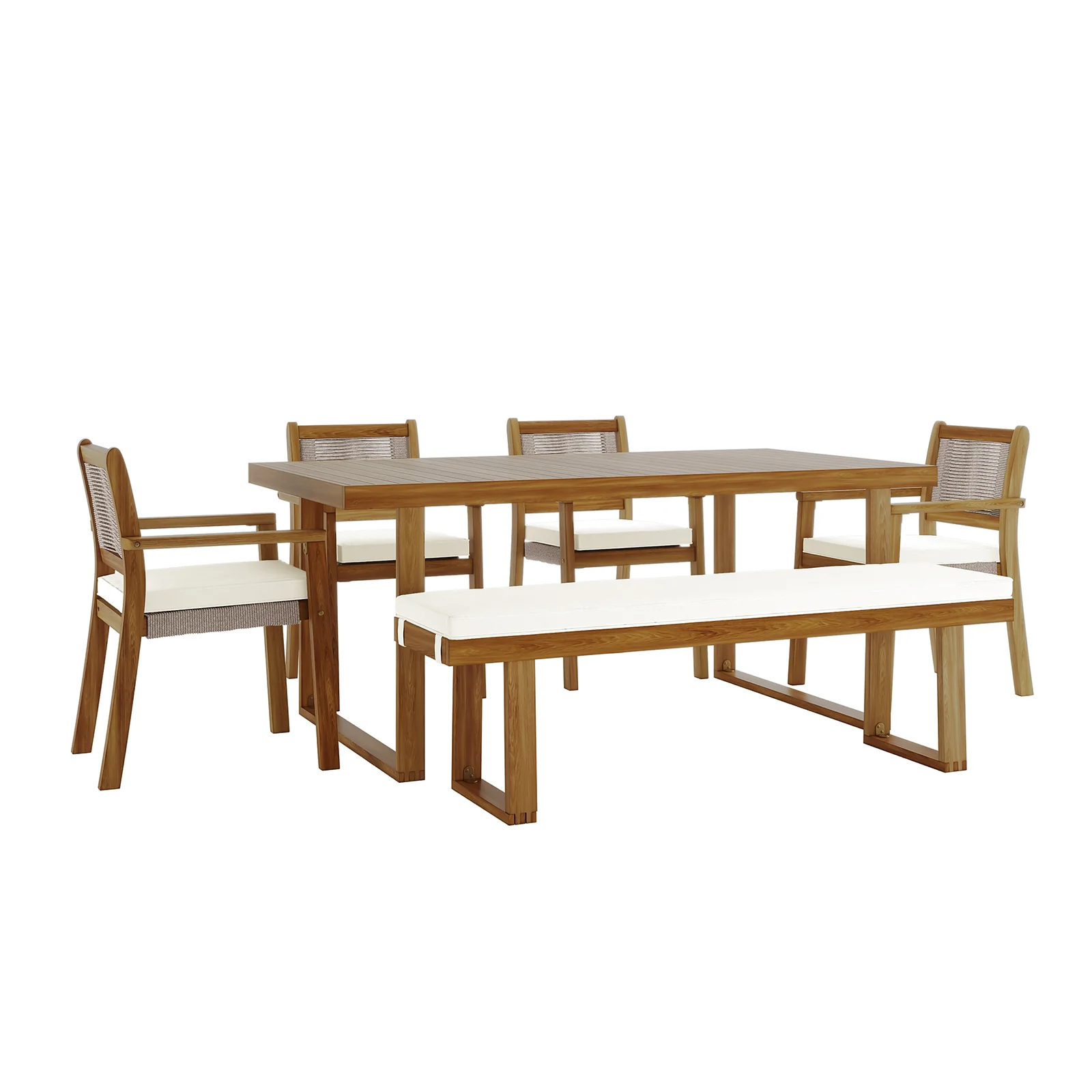Albian 7 Seater Hardwood Outdoor Dining Set in Beige