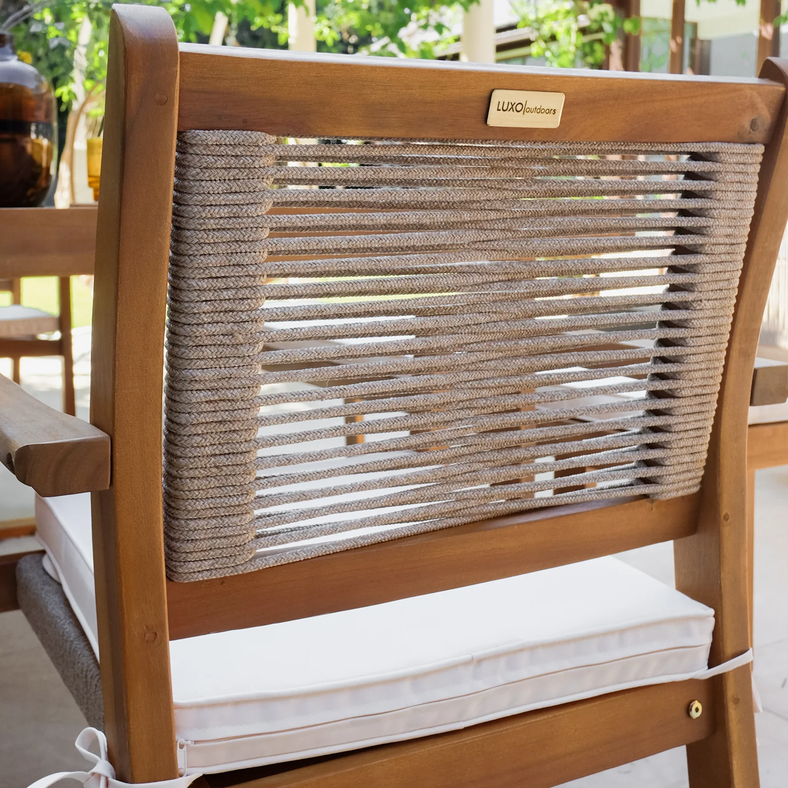 Albian 7 Seater Hardwood Outdoor Dining Set in Beige - Image 5