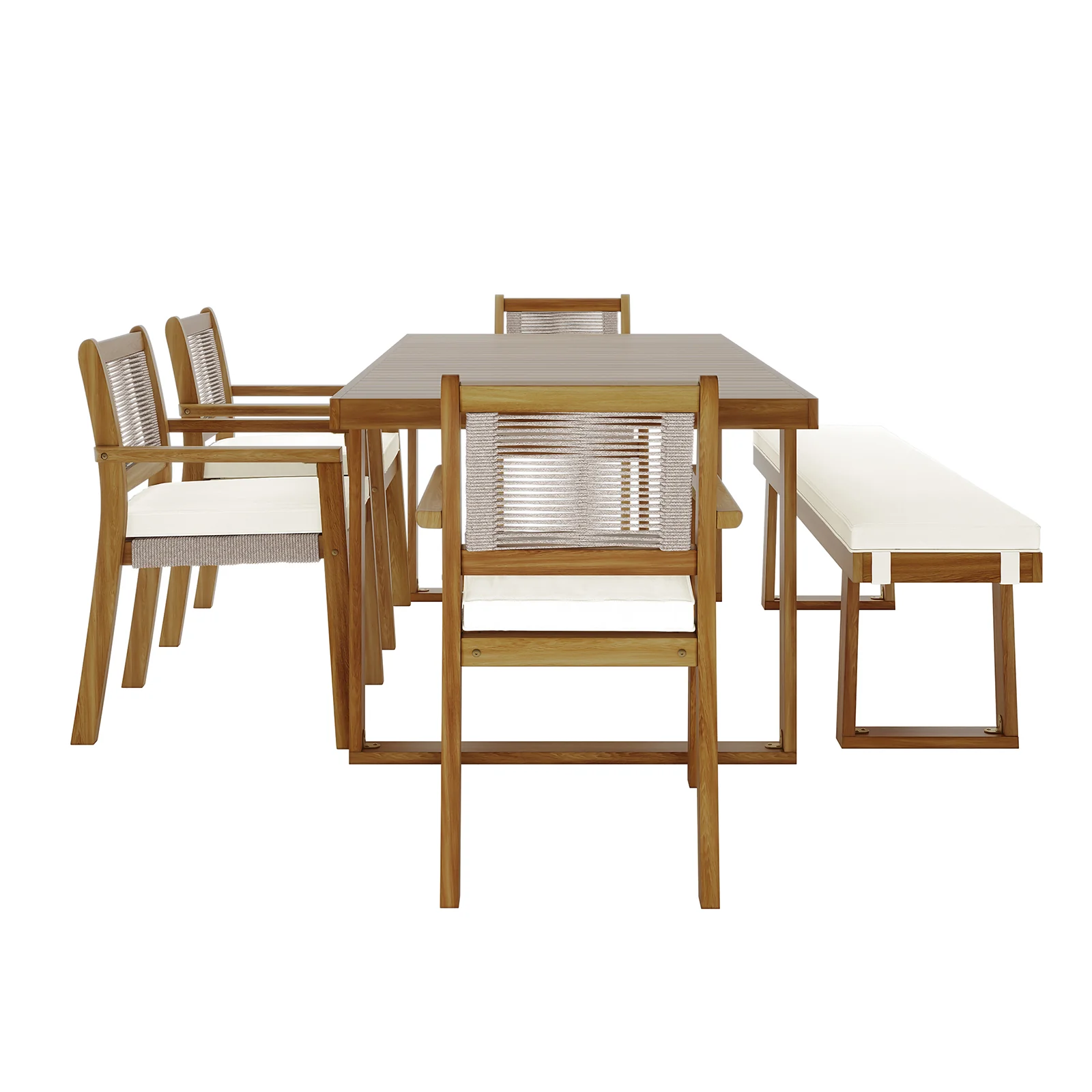 Albian 7 Seater Hardwood Outdoor Dining Set in Beige - Image 7
