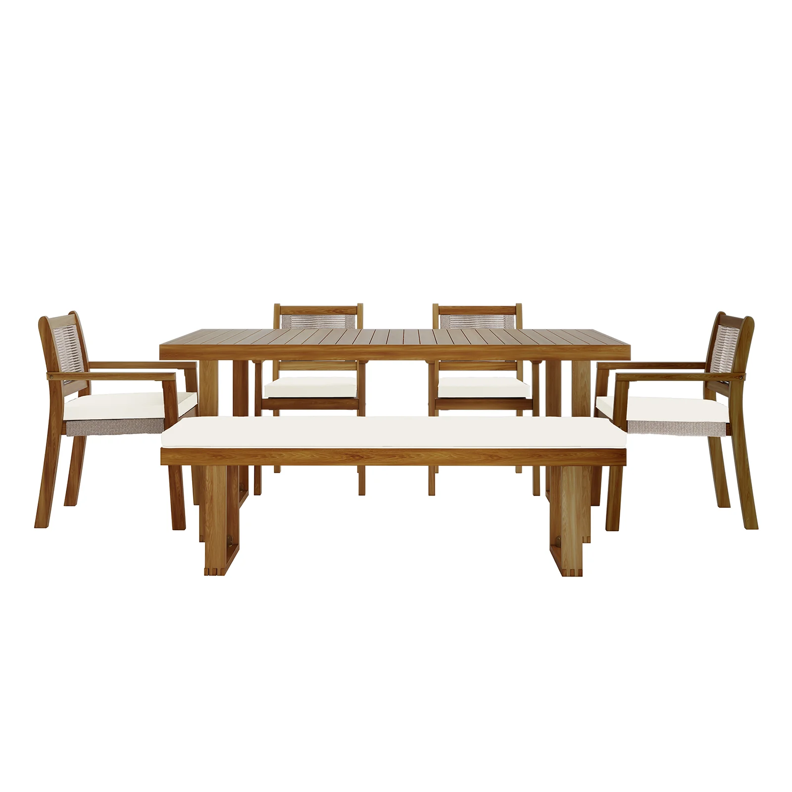 Albian 7 Seater Hardwood Outdoor Dining Set in Beige - Image 8