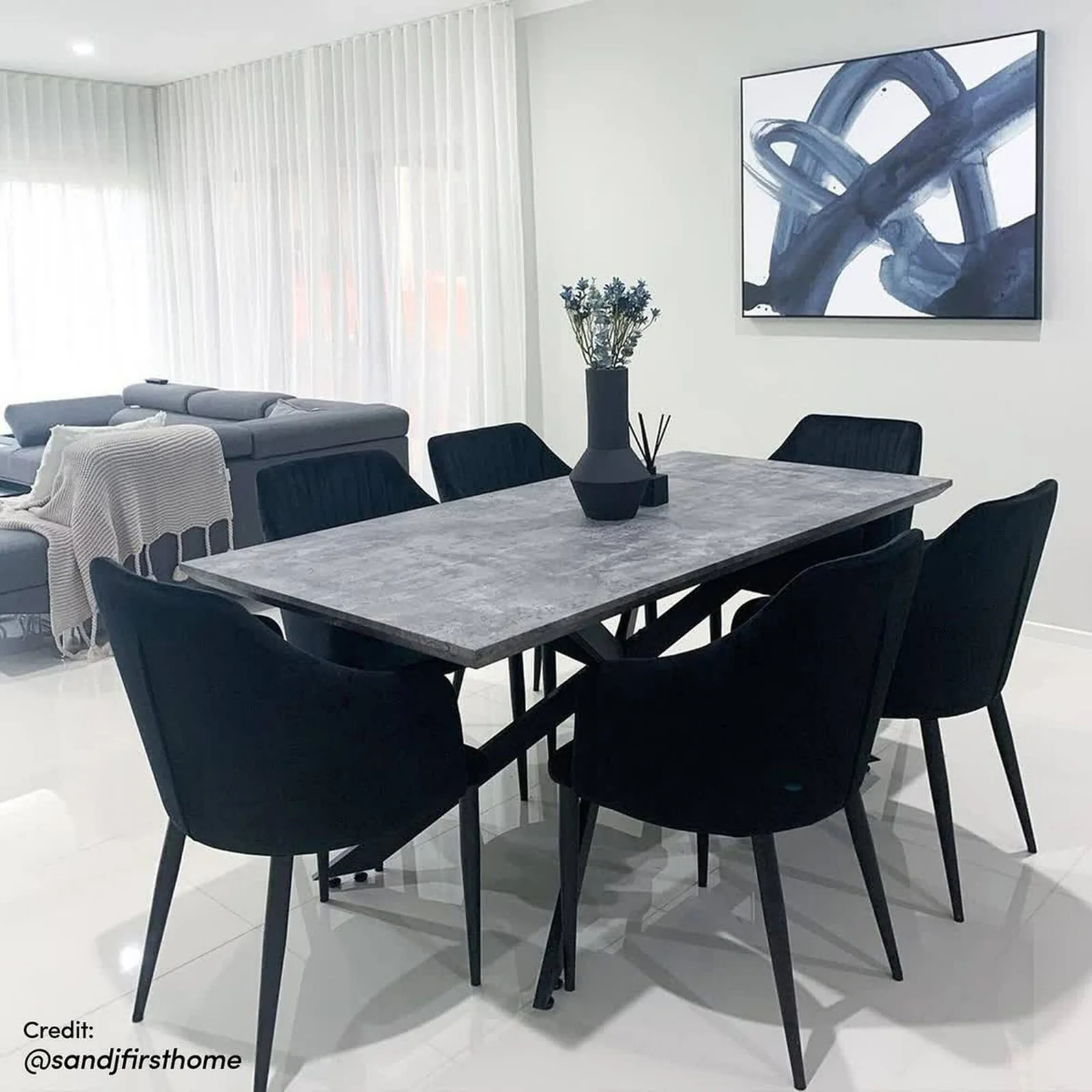 Alfred 180cm 6 Seater Pedestal Dining Table in Concrete - Image 4