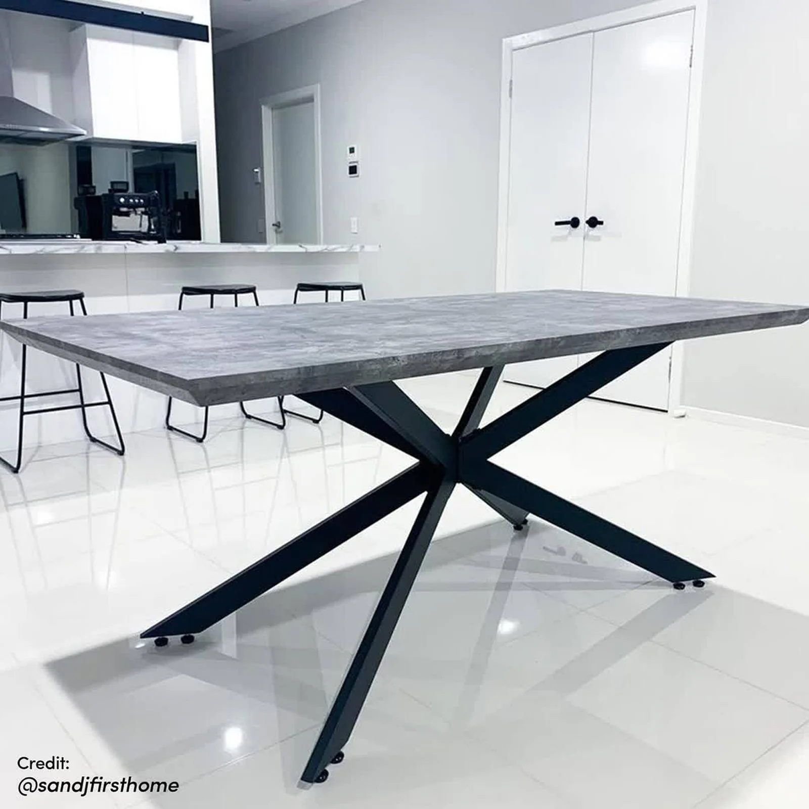 Alfred 180cm 6 Seater Pedestal Dining Table in Concrete - Image 7