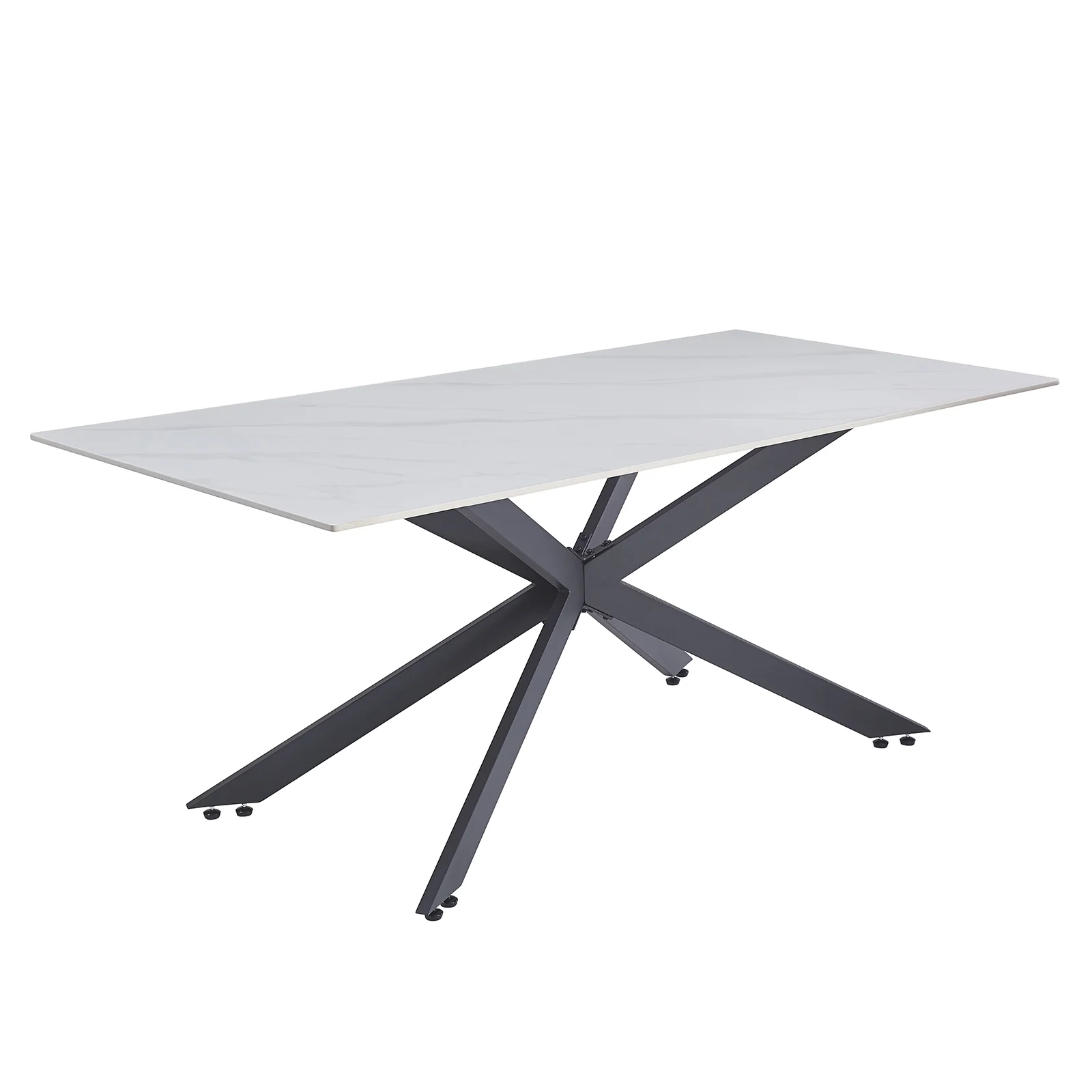 Alfred 180cm Modern Pedestal Dining Table in White Marble - Image 5