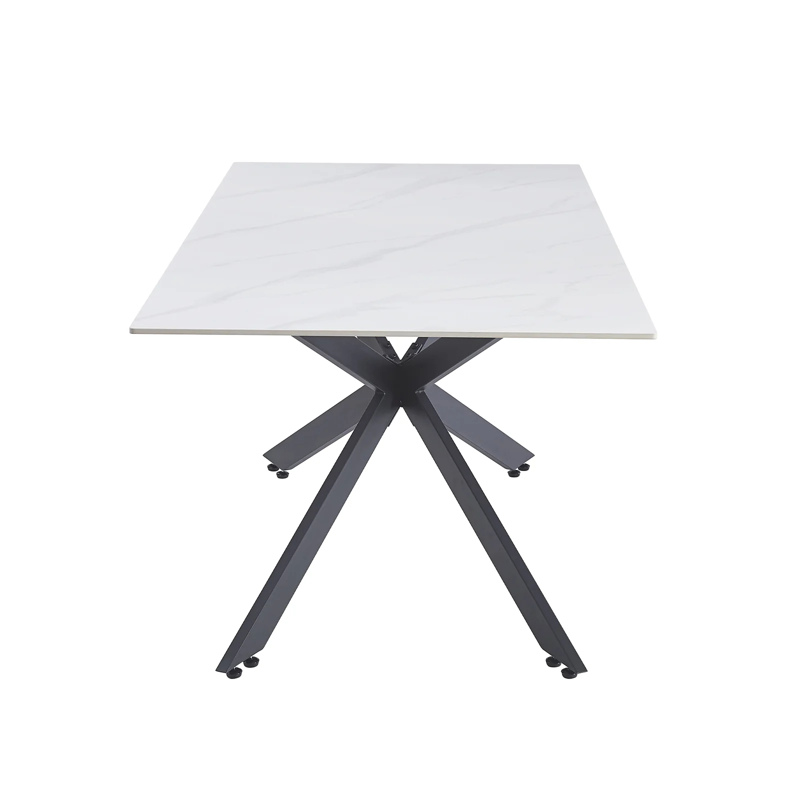 Alfred 180cm Modern Pedestal Dining Table in White Marble - Image 6