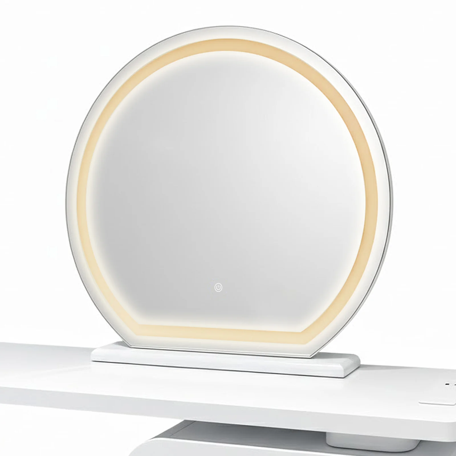 Alora Extendable Vanity Storage Table w/ LED Mirror in White - Image 4