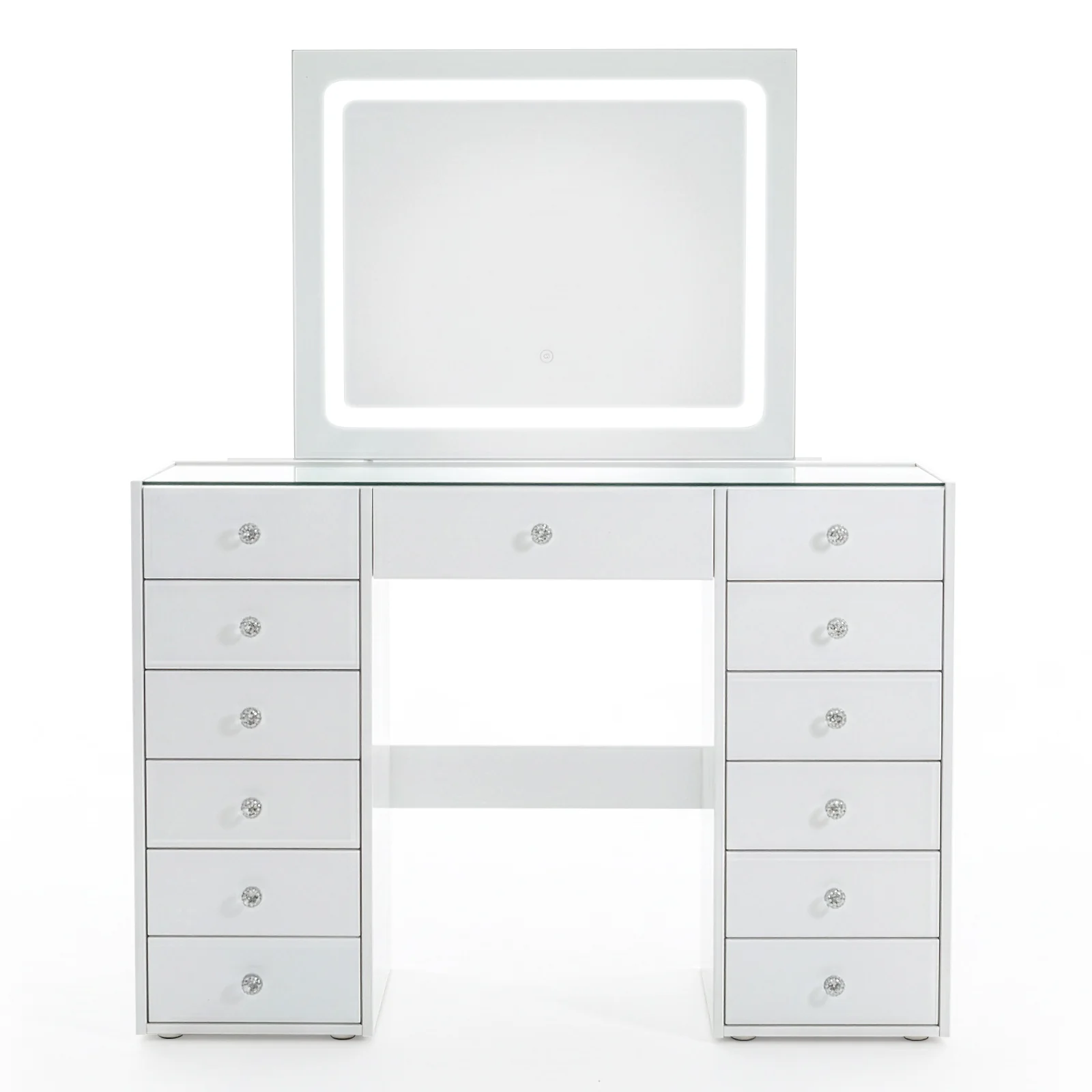 Amelie 13 Drawer Dressing Table with LED Mirror in White