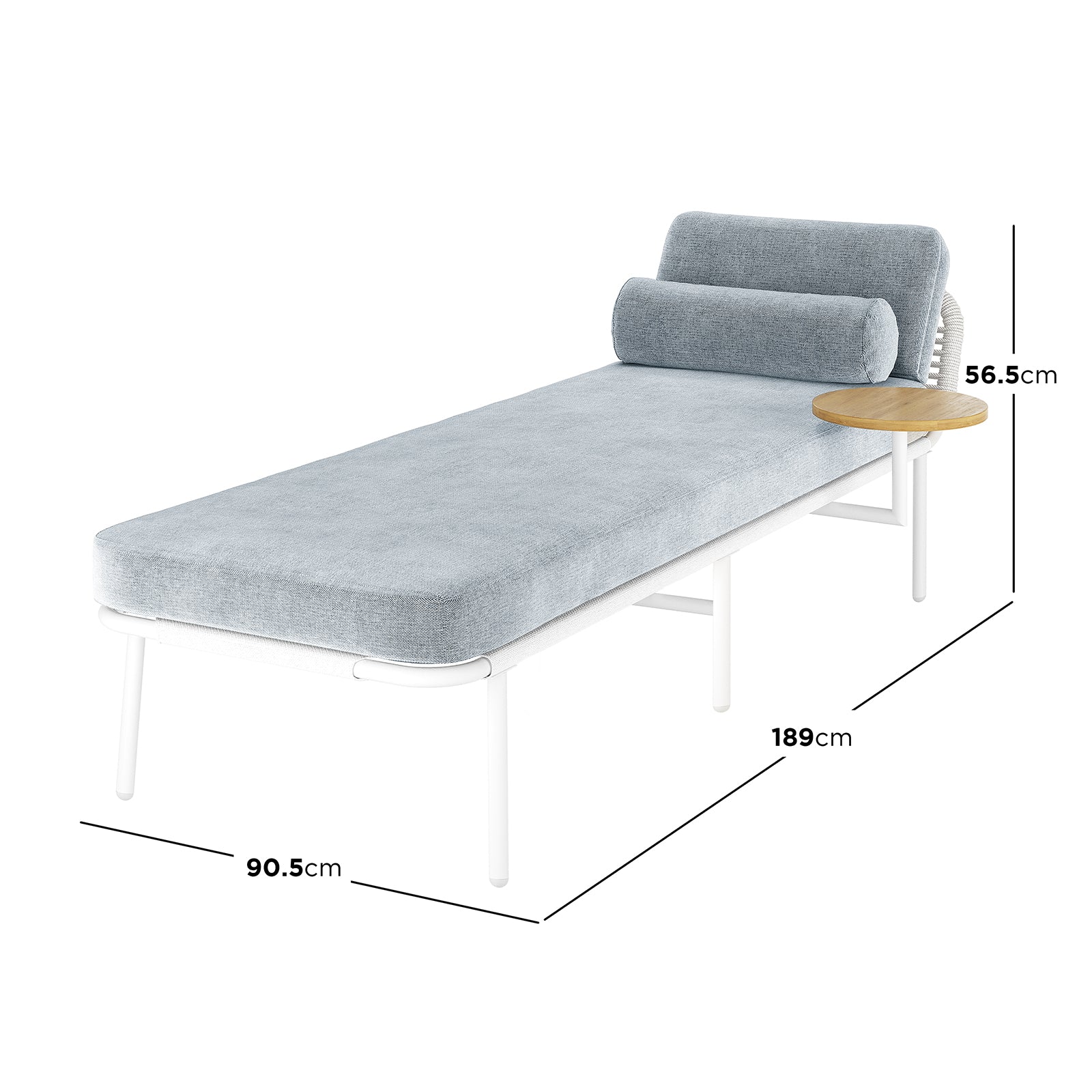 Andre Wicker Outdoor Sun Lounger with Cushion in Light Grey - Image 3