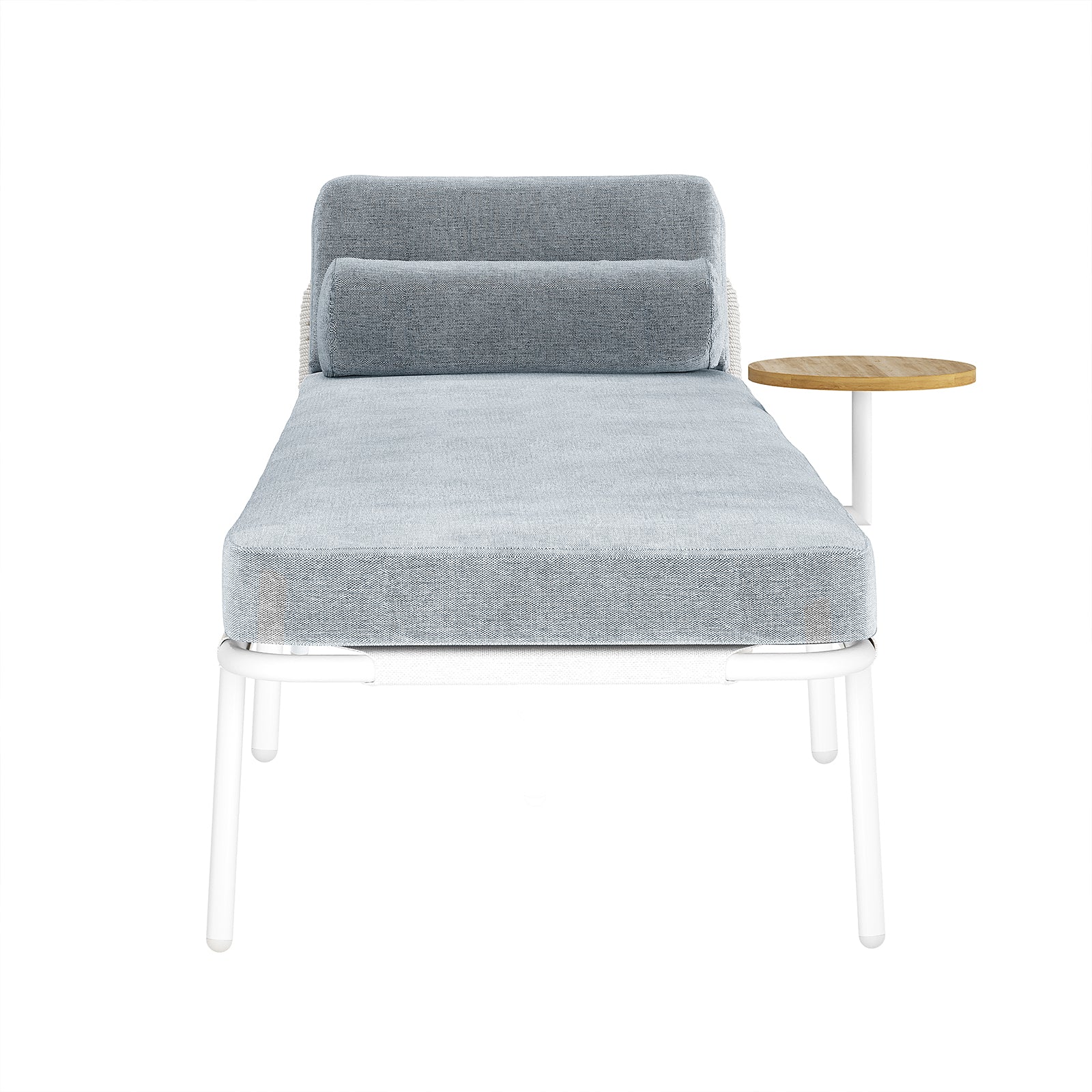 Andre Wicker Outdoor Sun Lounger with Cushion in Light Grey - Image 4