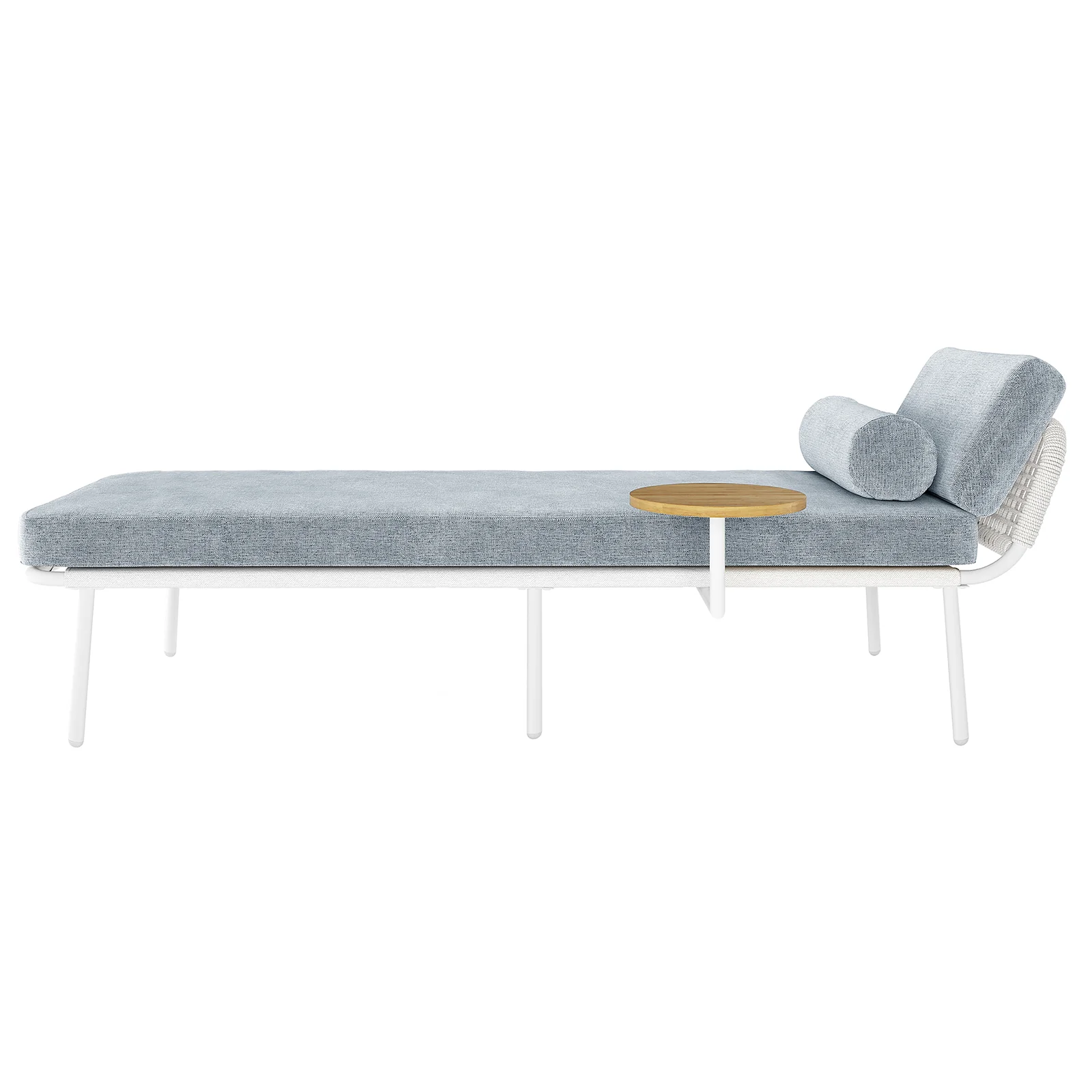 Andre Wicker Outdoor Sun Lounger with Cushion in Light Grey - Image 5