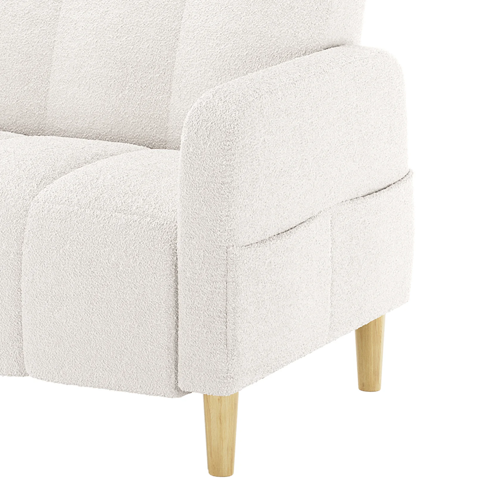Anica 2 Seater Boucle Fabric Sofa Bed in Cream White - Image 8