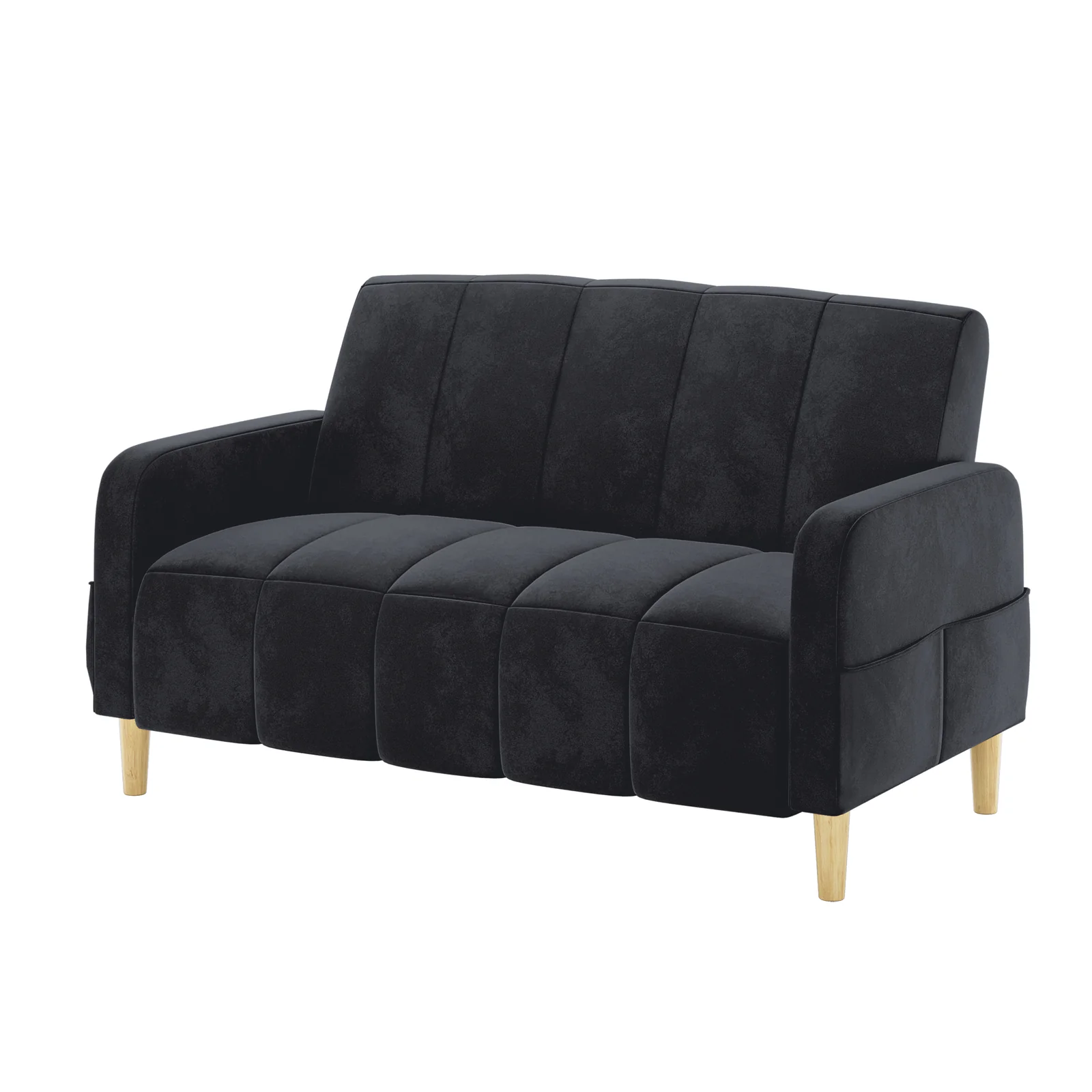 Anica 2 Seater Velvet Fabric Sofa Bed in Black