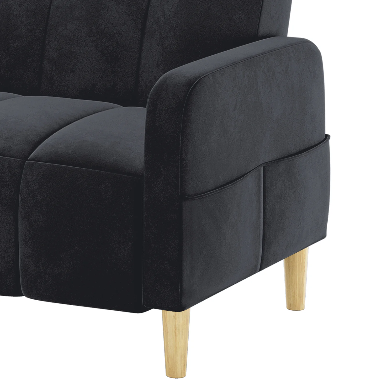 Anica 2 Seater Velvet Fabric Sofa Bed in Black - Image 8