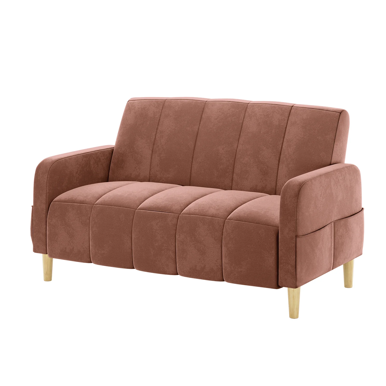 Anica 2 Seater Velvet Fabric Sofa Bed in Blush