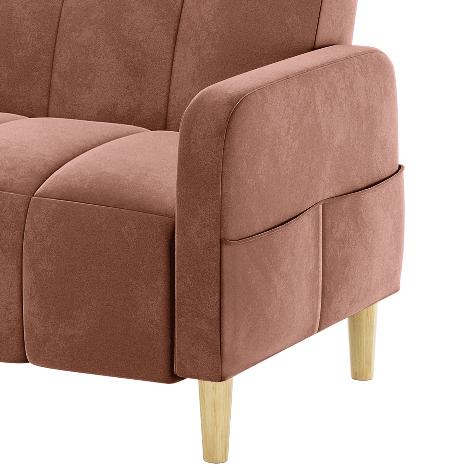 Anica 2 Seater Velvet Fabric Sofa Bed in Blush - Image 8