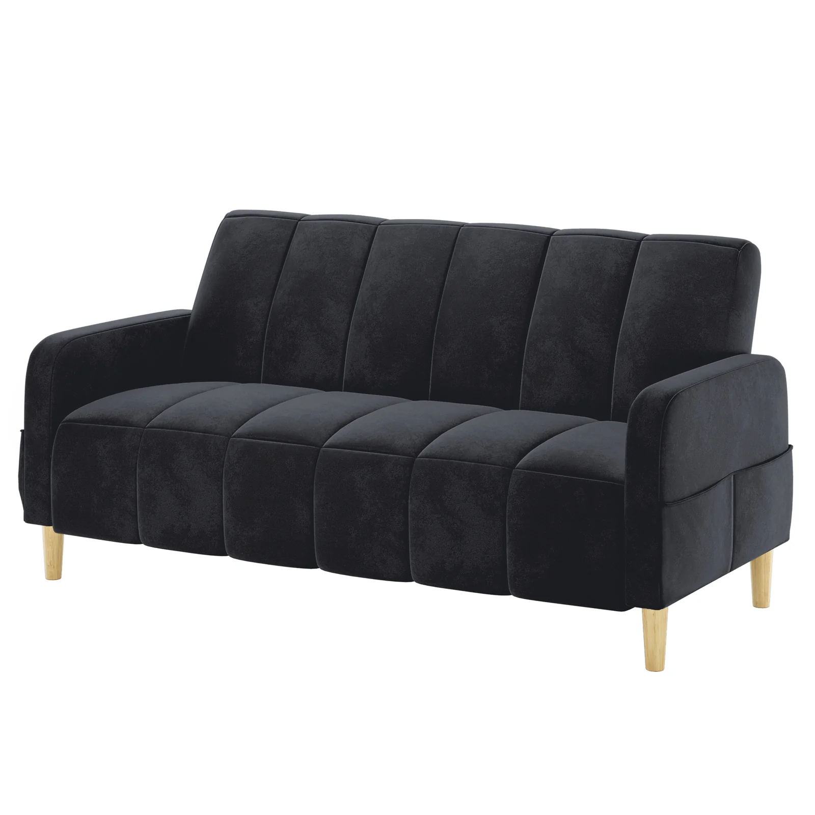 Anica 3 Seater Velvet Sofa Bed in Black - Image 4
