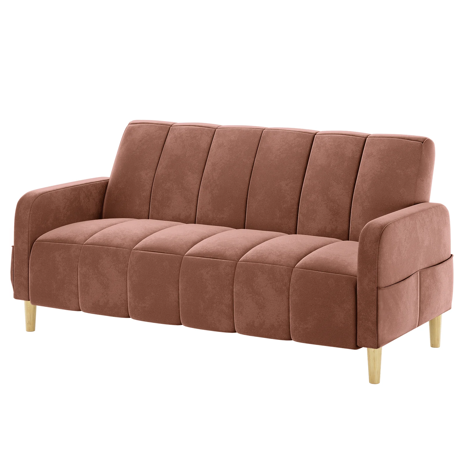 Anica 3 Seater Velvet Sofa Bed in Blush - Image 4
