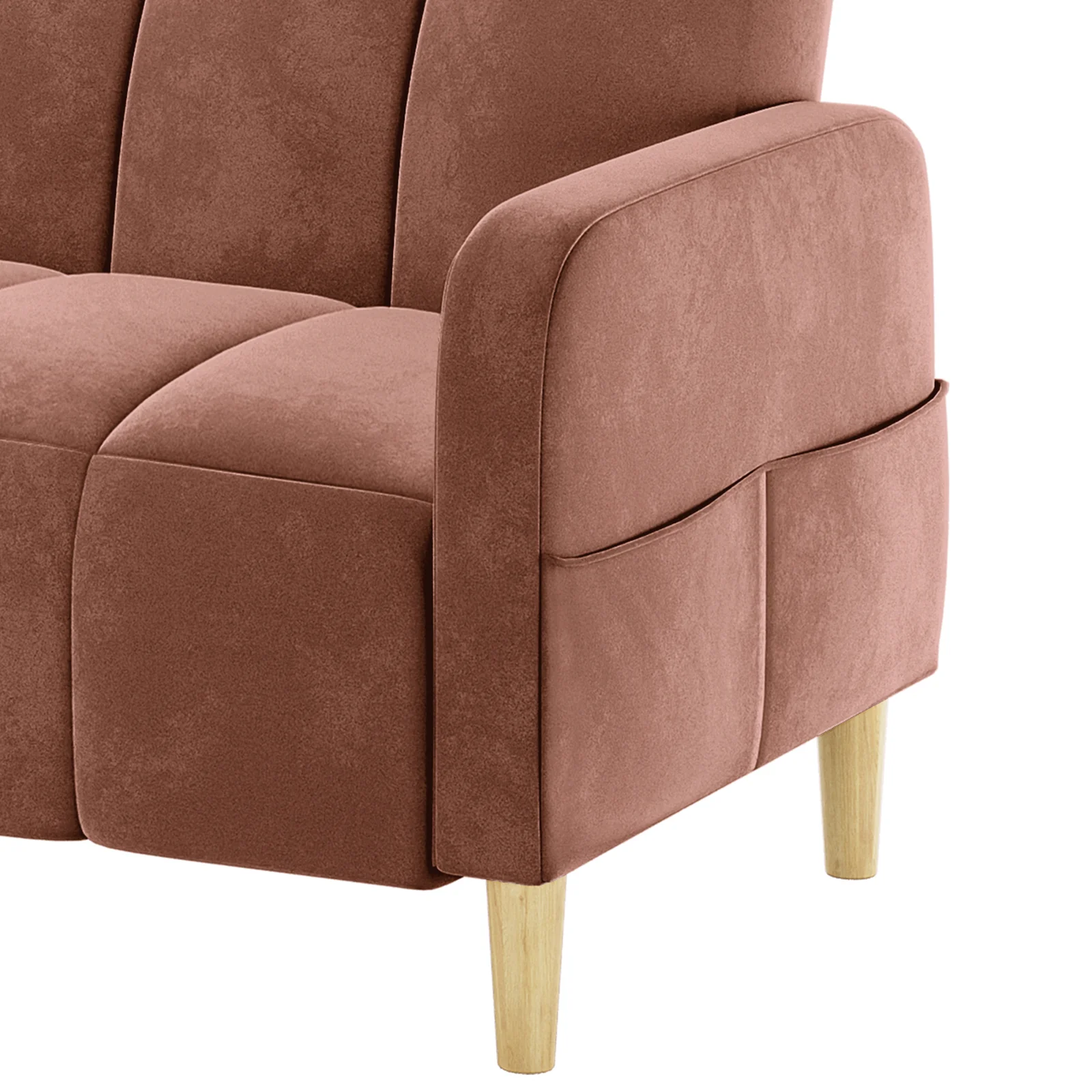Anica 3 Seater Velvet Sofa Bed in Blush - Image 8
