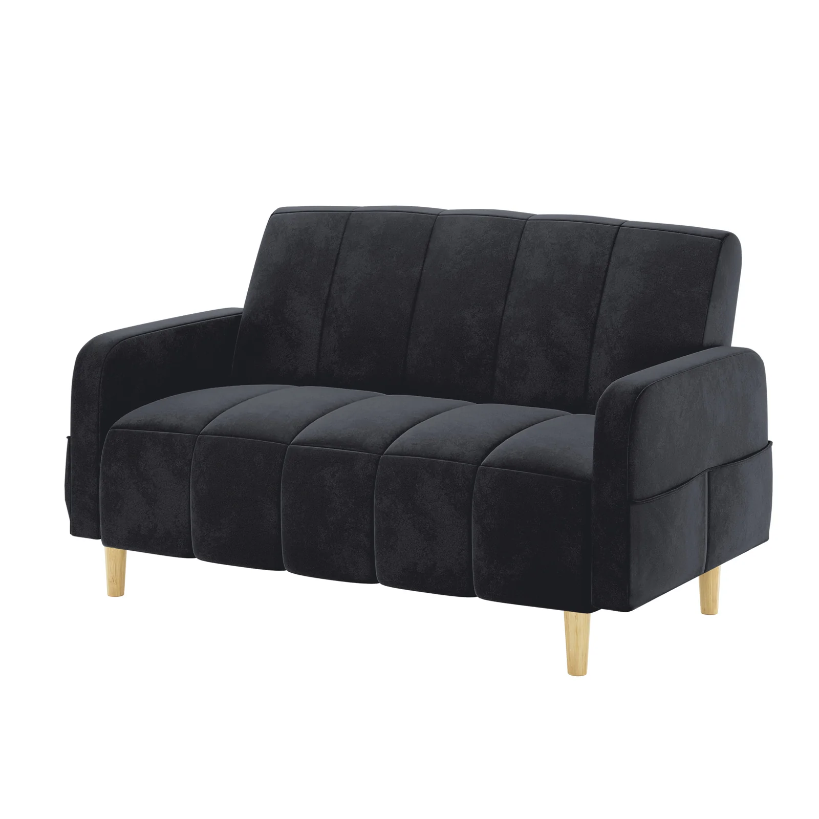 Anica 6 Seater Velvet Fabric Sofa Bed Set in Black - Image 13