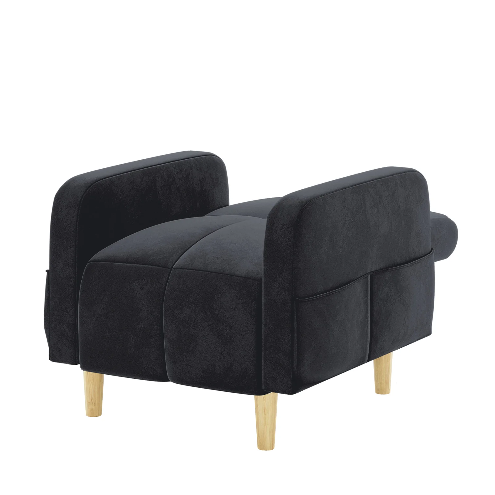 Anica 6 Seater Velvet Fabric Sofa Bed Set in Black - Image 22