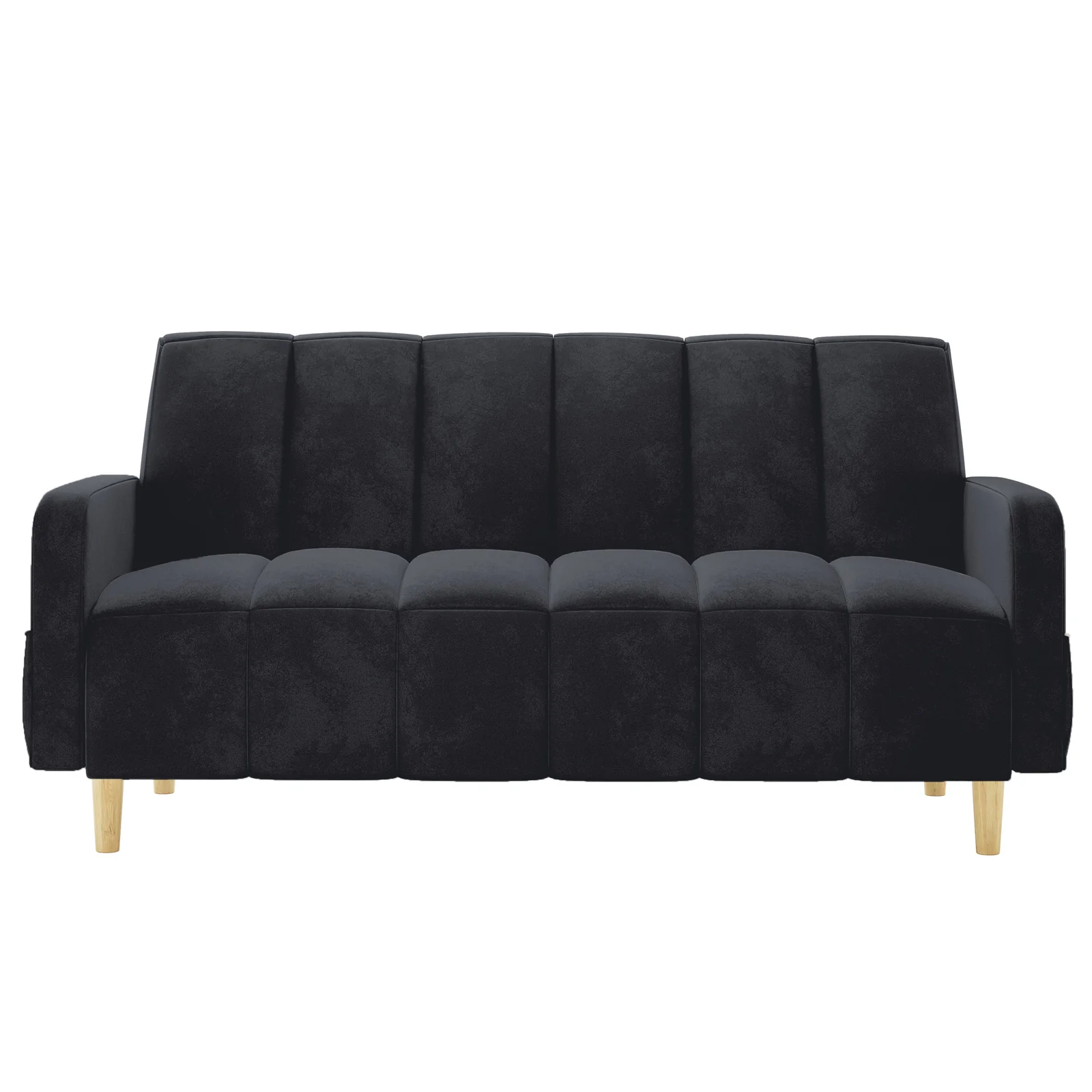 Anica 6 Seater Velvet Fabric Sofa Bed Set in Black - Image 6