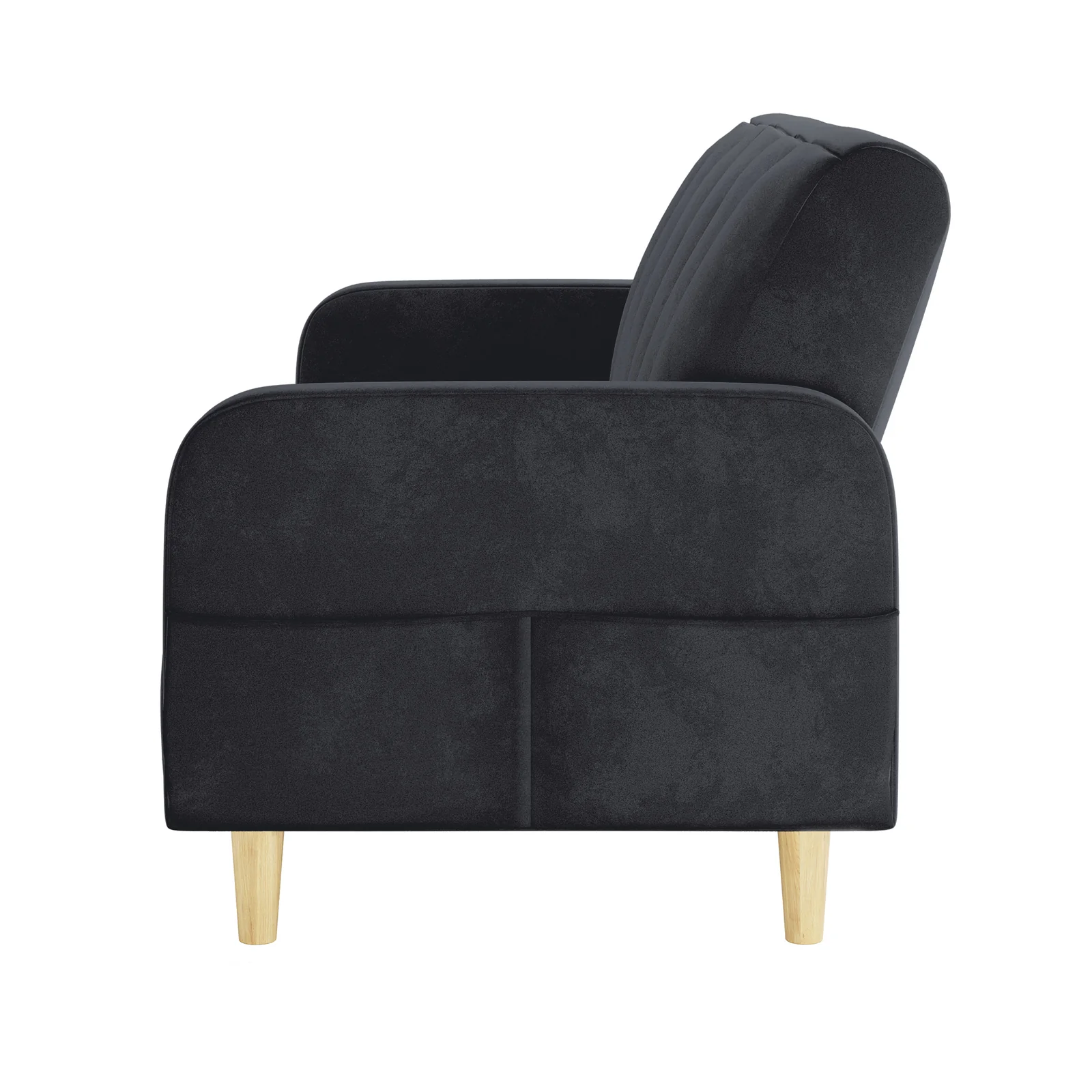 Anica 6 Seater Velvet Fabric Sofa Bed Set in Black - Image 8