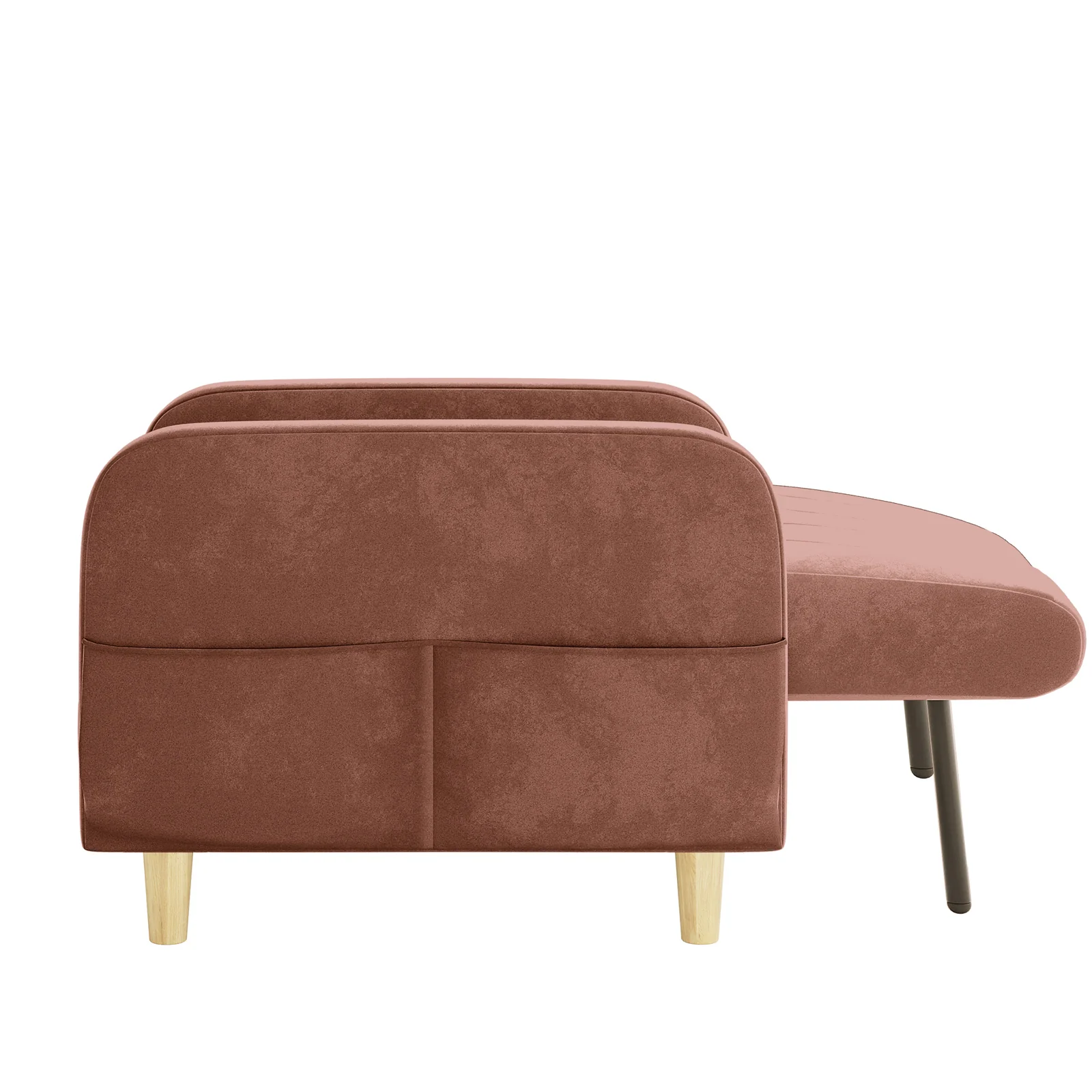 Anica 6 Seater Velvet Fabric Sofa Bed Set in Blush - Image 10