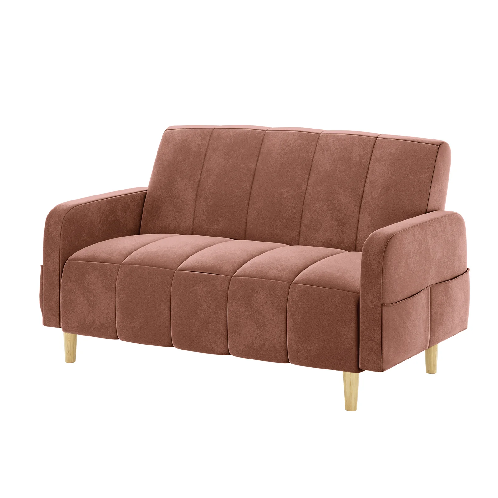 Anica 6 Seater Velvet Fabric Sofa Bed Set in Blush - Image 13
