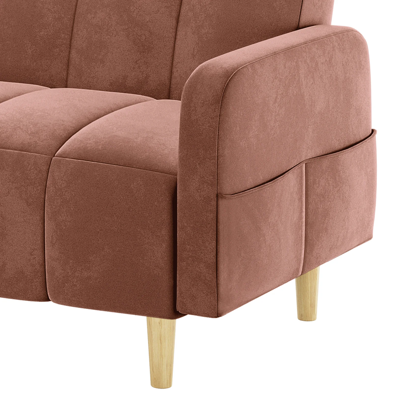 Anica 6 Seater Velvet Fabric Sofa Bed Set in Blush - Image 17