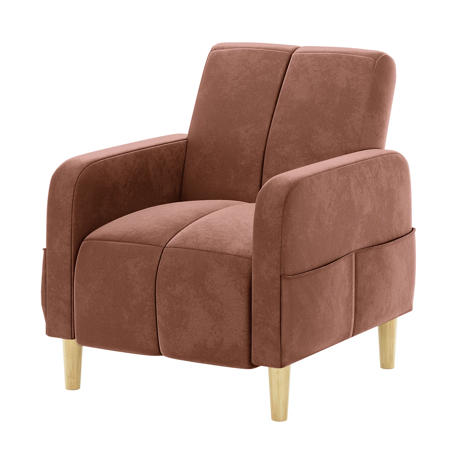 Anica Single Seater Velvet Fabric Sofa Chair in Blush