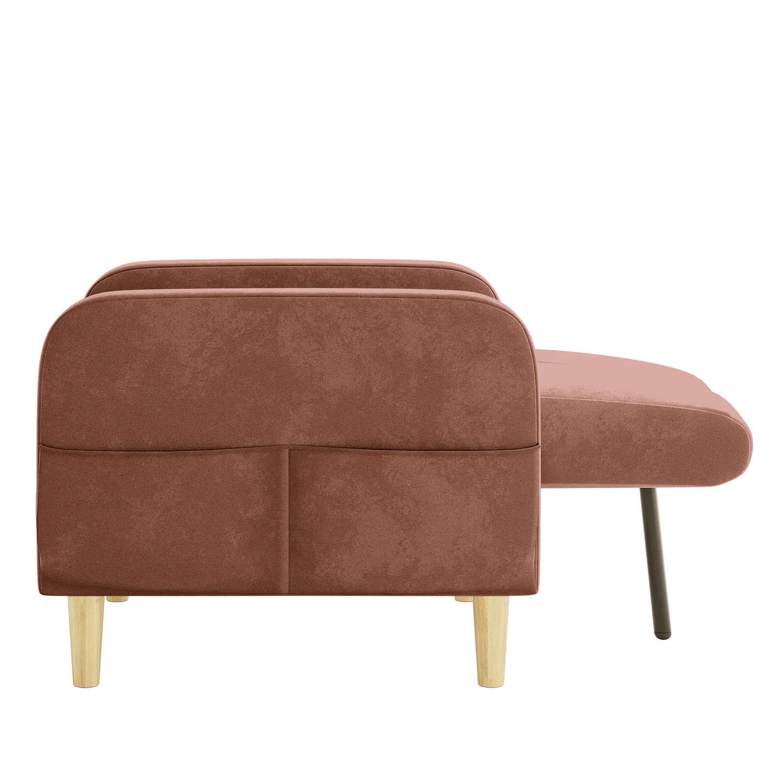 Anica Single Seater Velvet Fabric Sofa Chair in Blush - Image 8
