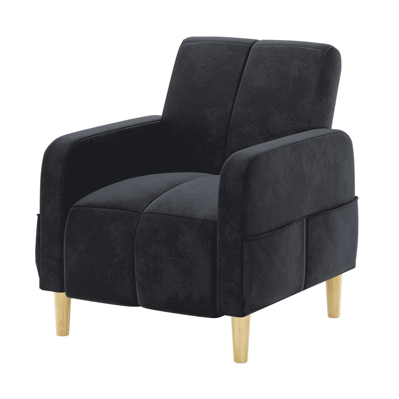 Anica Single Seater Velvet Sofa Chair in Black