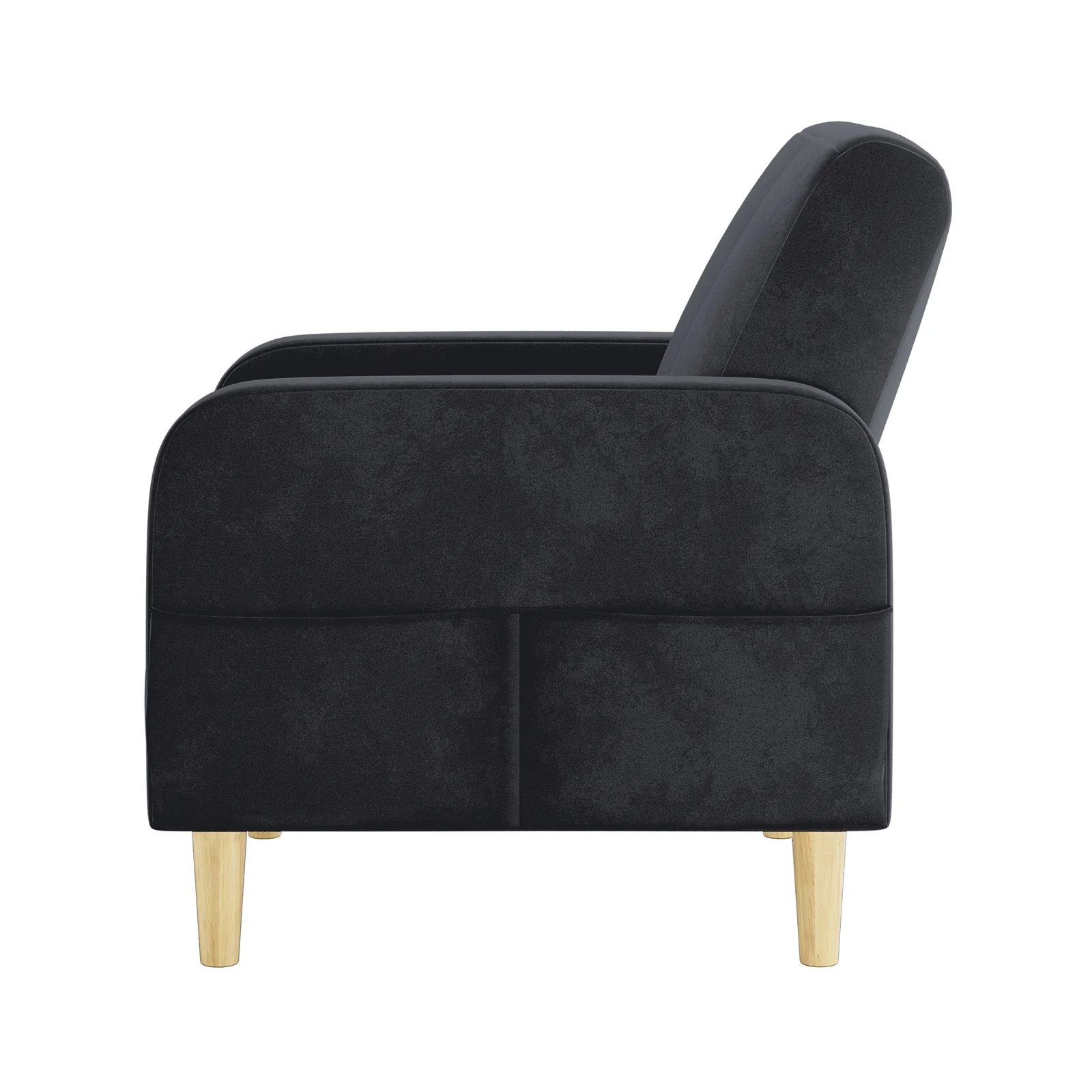 Anica Single Seater Velvet Sofa Chair in Black - Image 5