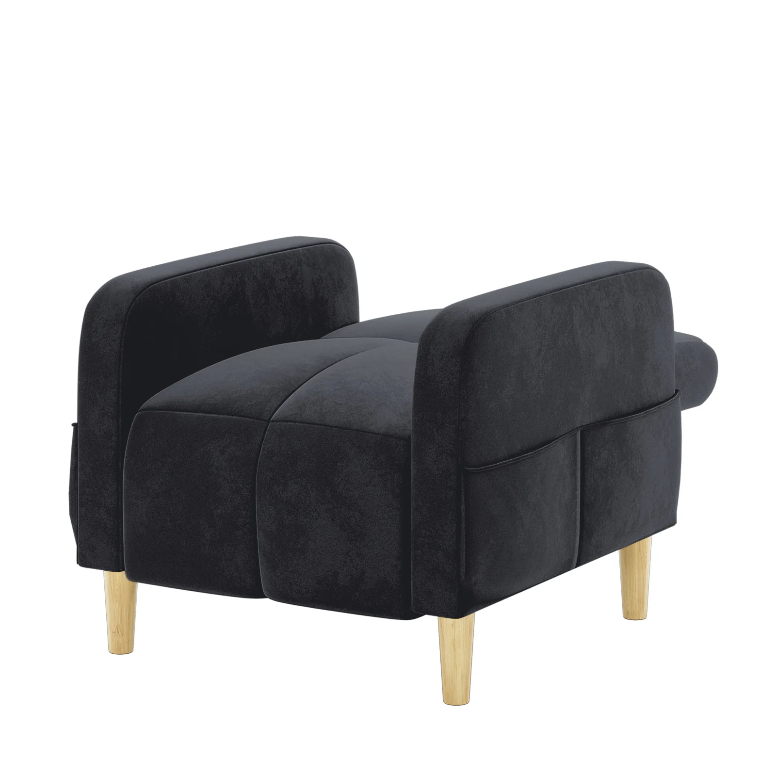 Anica Single Seater Velvet Sofa Chair in Black - Image 7