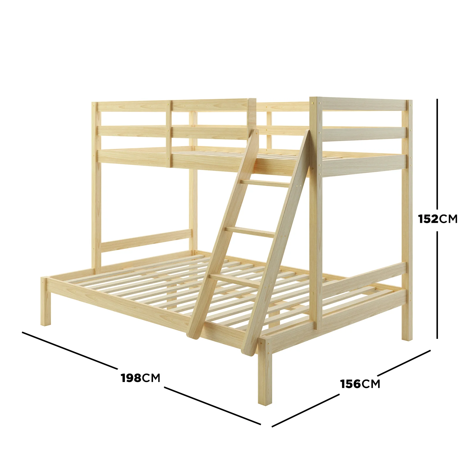 Antonia Solid Pine Wood Triple Bunk Bed in Natural - Image 3
