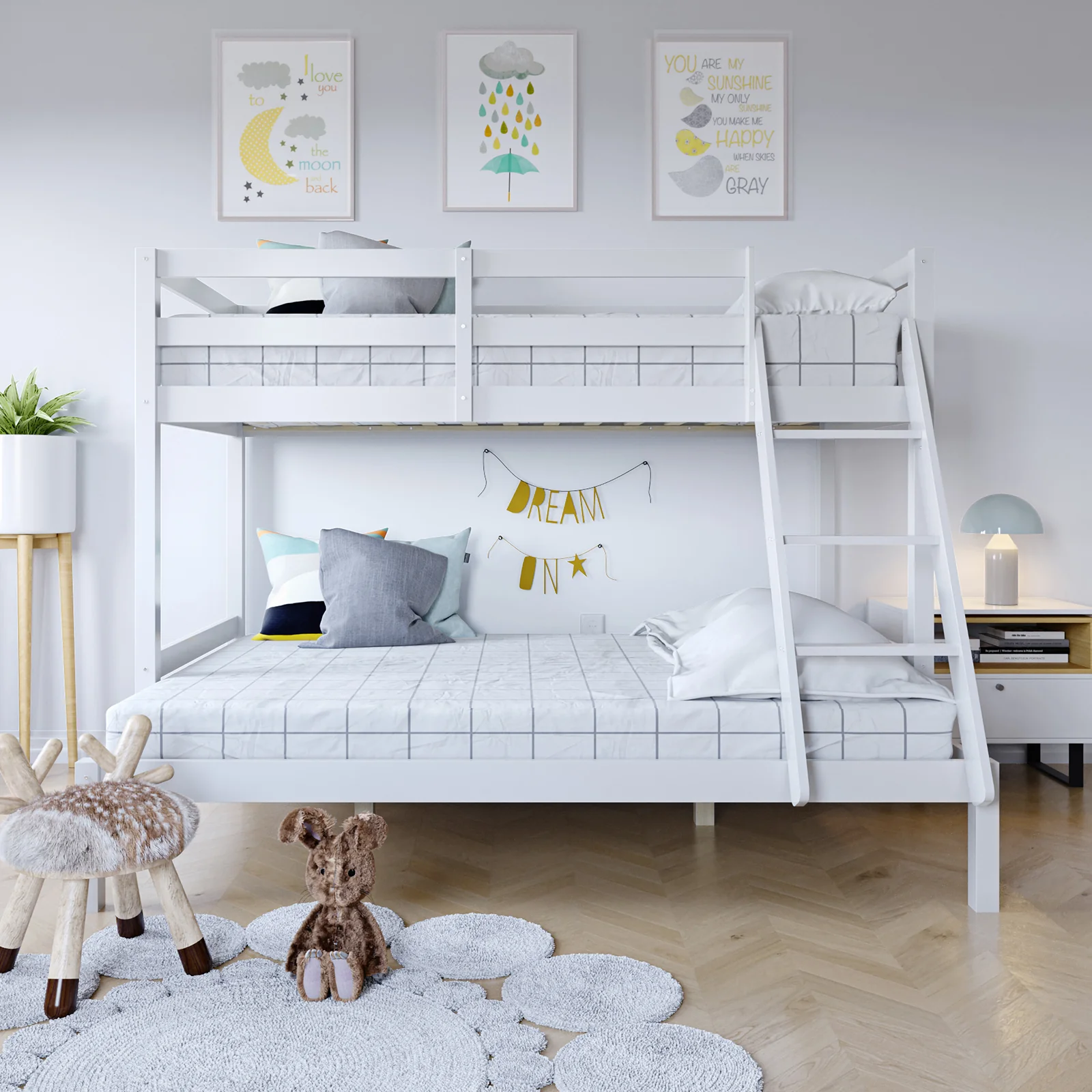 Antonia Solid Pine Wood Triple Bunk Bed in White - Image 4