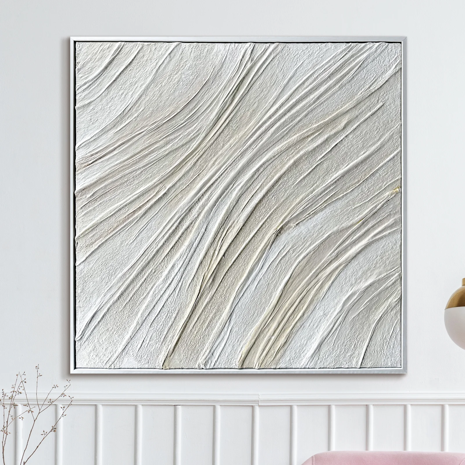 Anya Canvas 3D Wall Art 105 x 105cm in White - Image 2