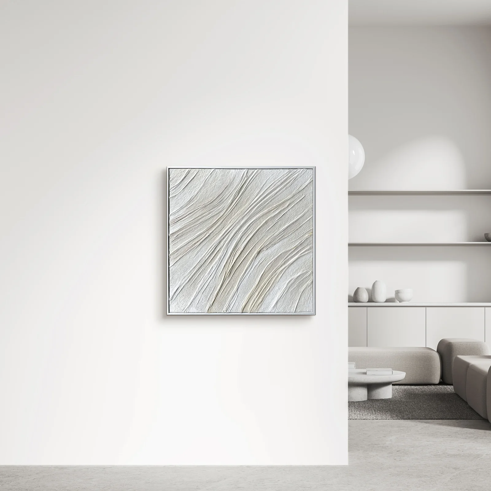 Anya Canvas 3D Wall Art 105 x 105cm in White - Image 6