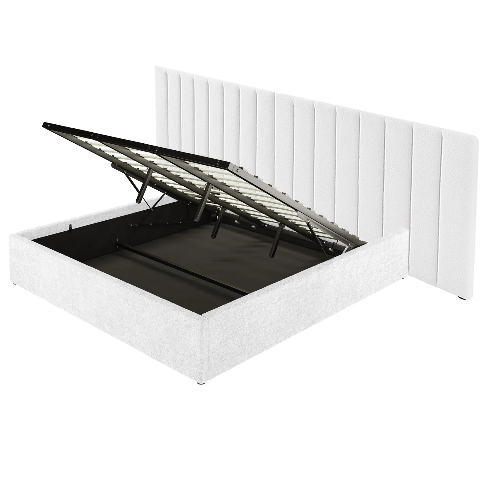 Aquila & Fabia King Headboard & Storge Bed Base Set in Cream White