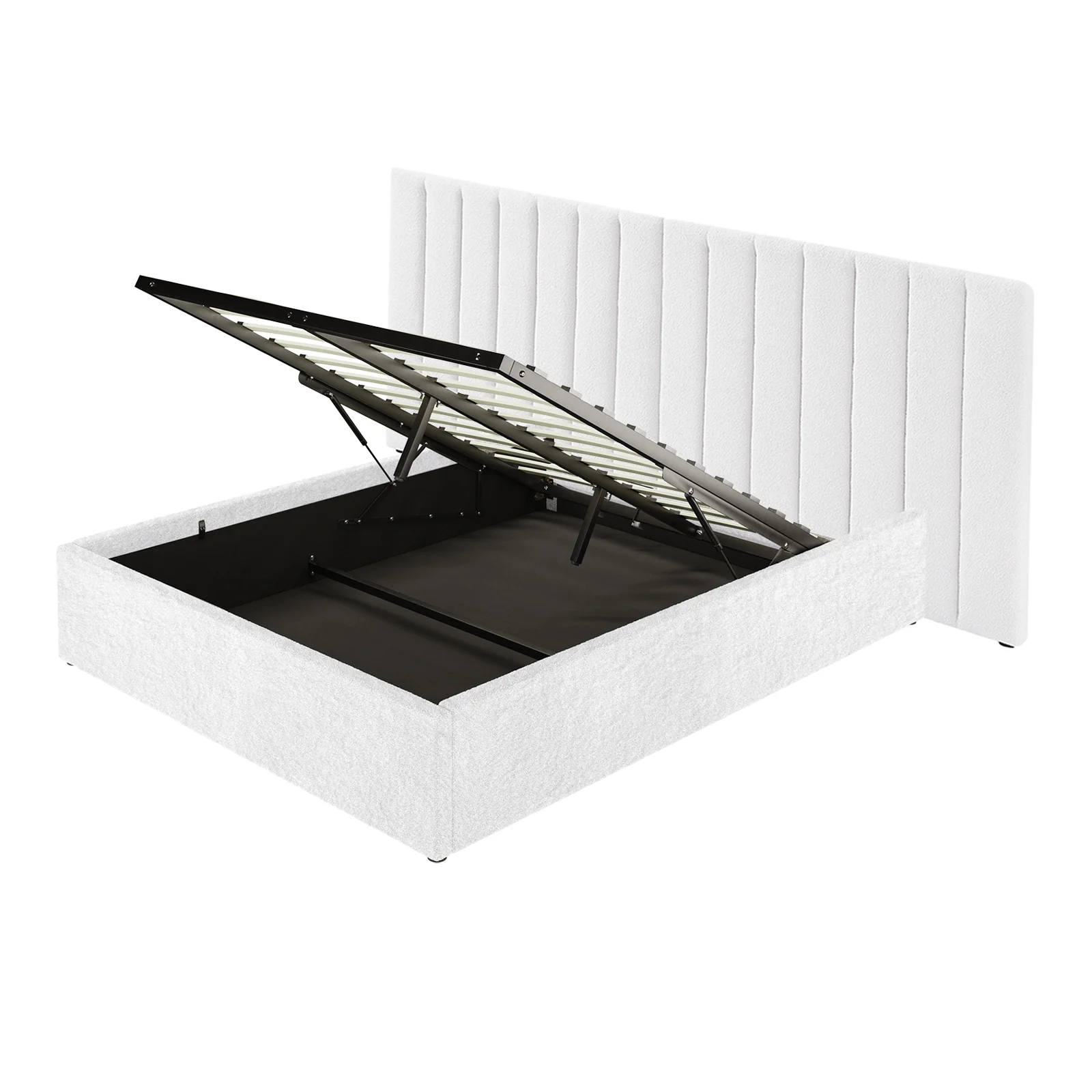 Aquila & Fabia Queen Headboard & Storage Bed Base in Cream White