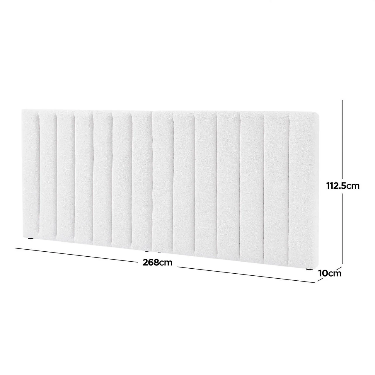 Aquila Queen Extra Wide Boucle Headboard in Cream White - Image 3