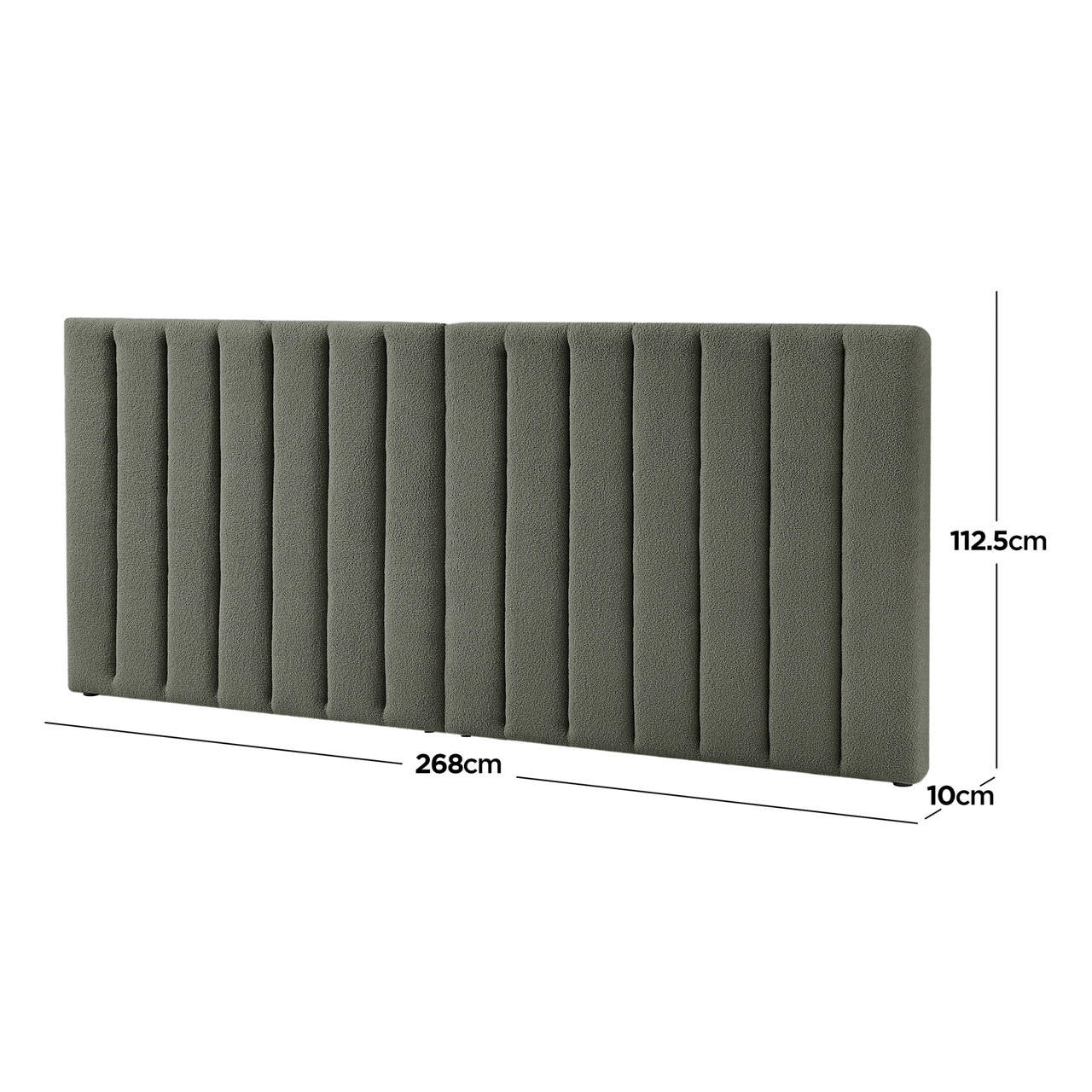 Aquila Queen Extra Wide Boucle Headboard in Green - Image 3