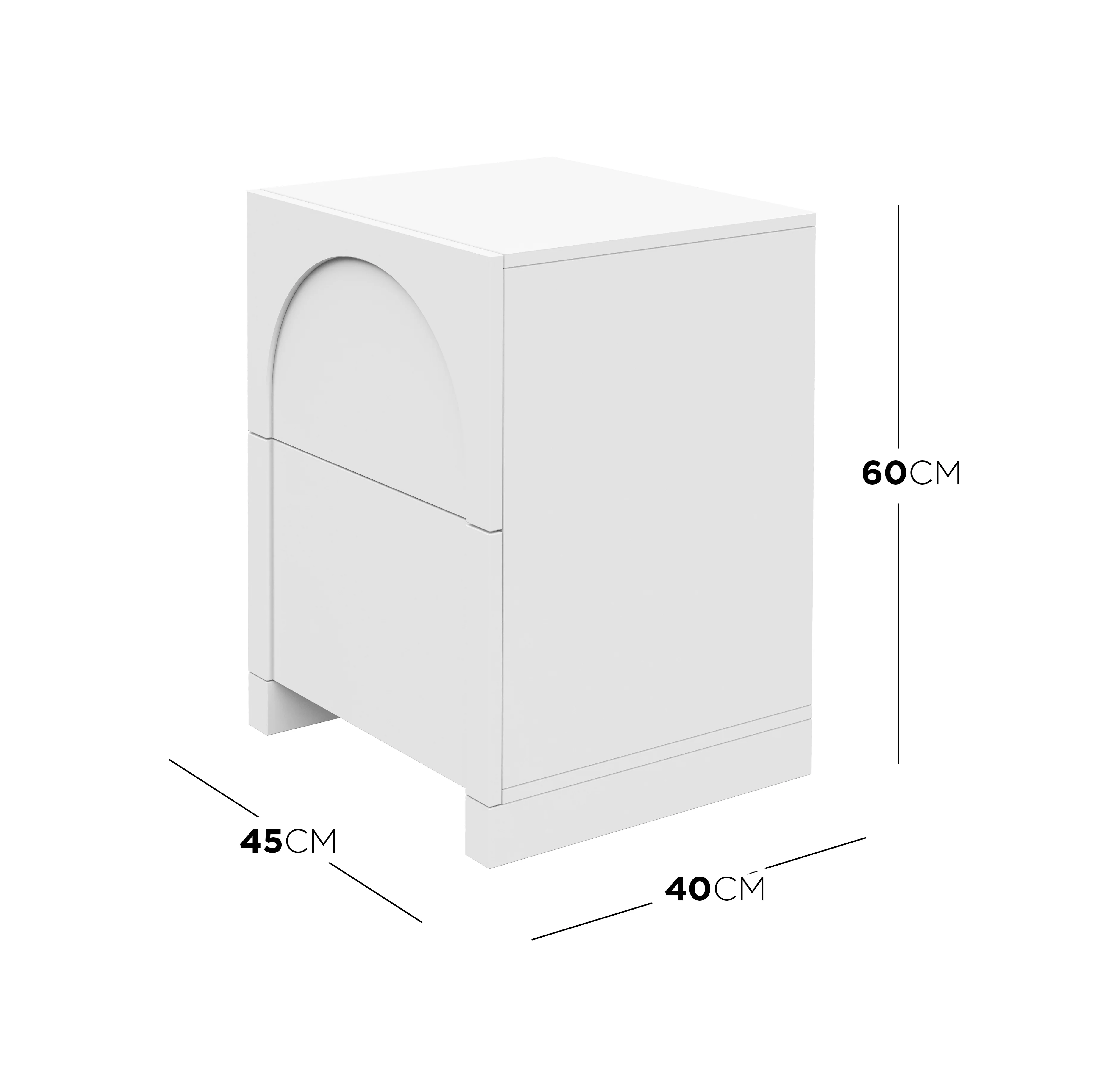 Archen 2 Drawer Arch Detail Bedside Table in White - Image 3