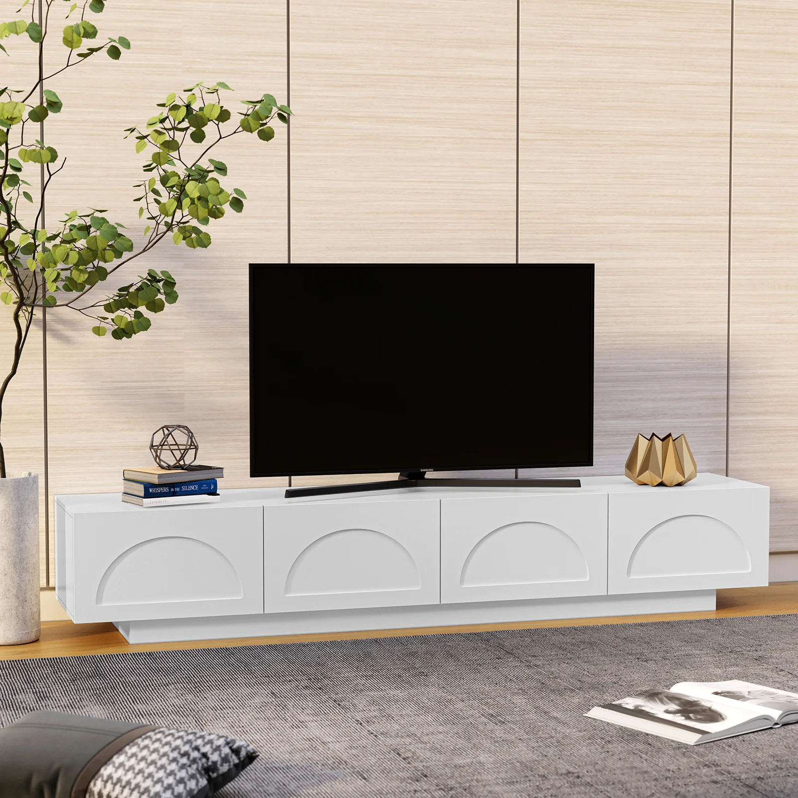 Archen 200cm 4 Drawer Storage TV Entertainment Unit in White - Image 2